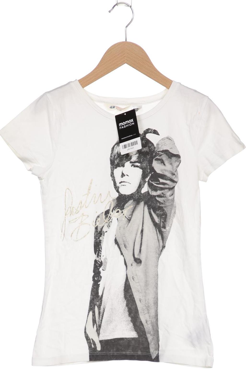 H&M Damen T-Shirt, cremeweiß, Gr. 158 von H&M