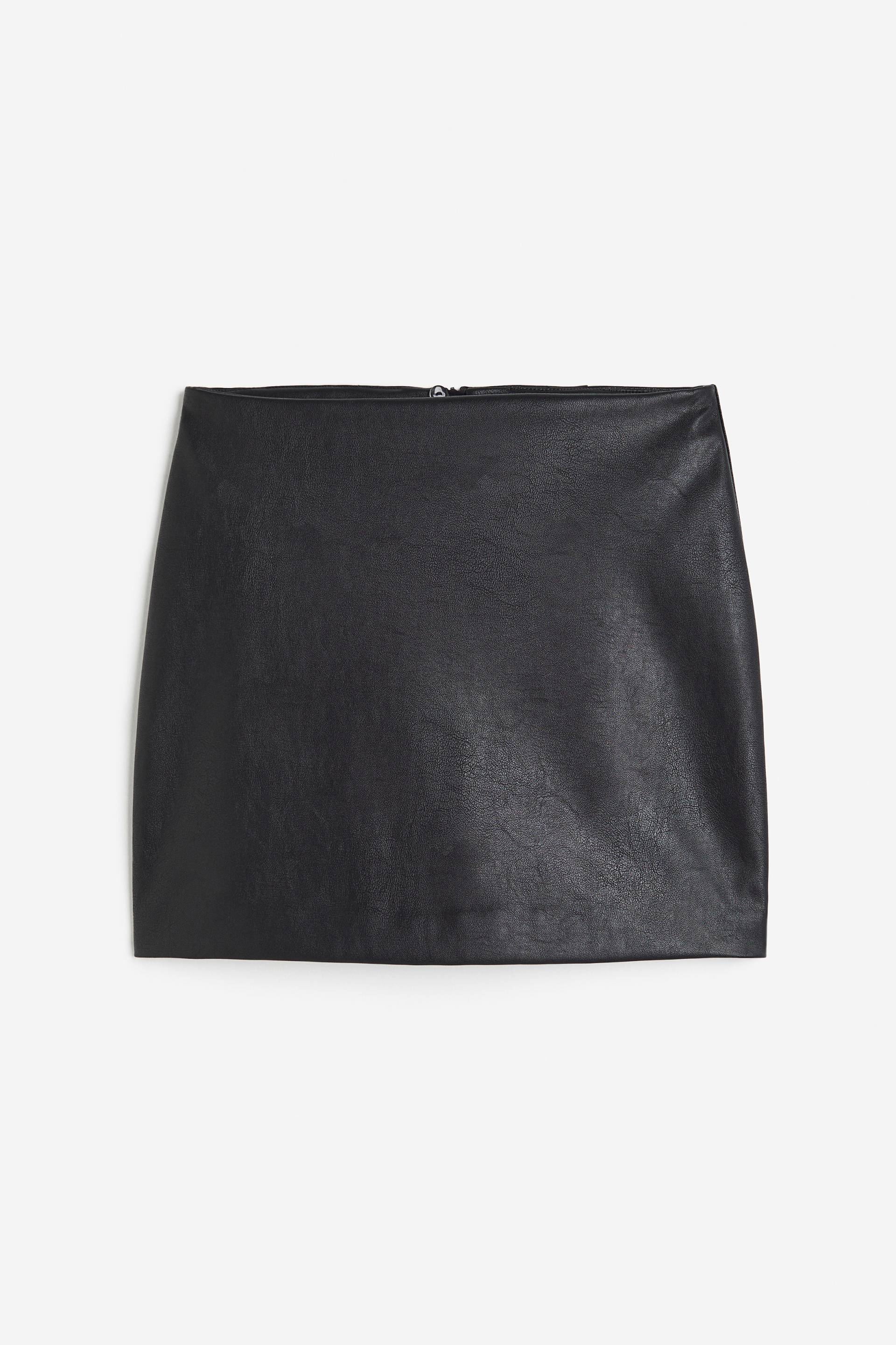 H&M Minirock Schwarz/Coating, Röcke in Größe 34. Farbe: Black/coated von H&M