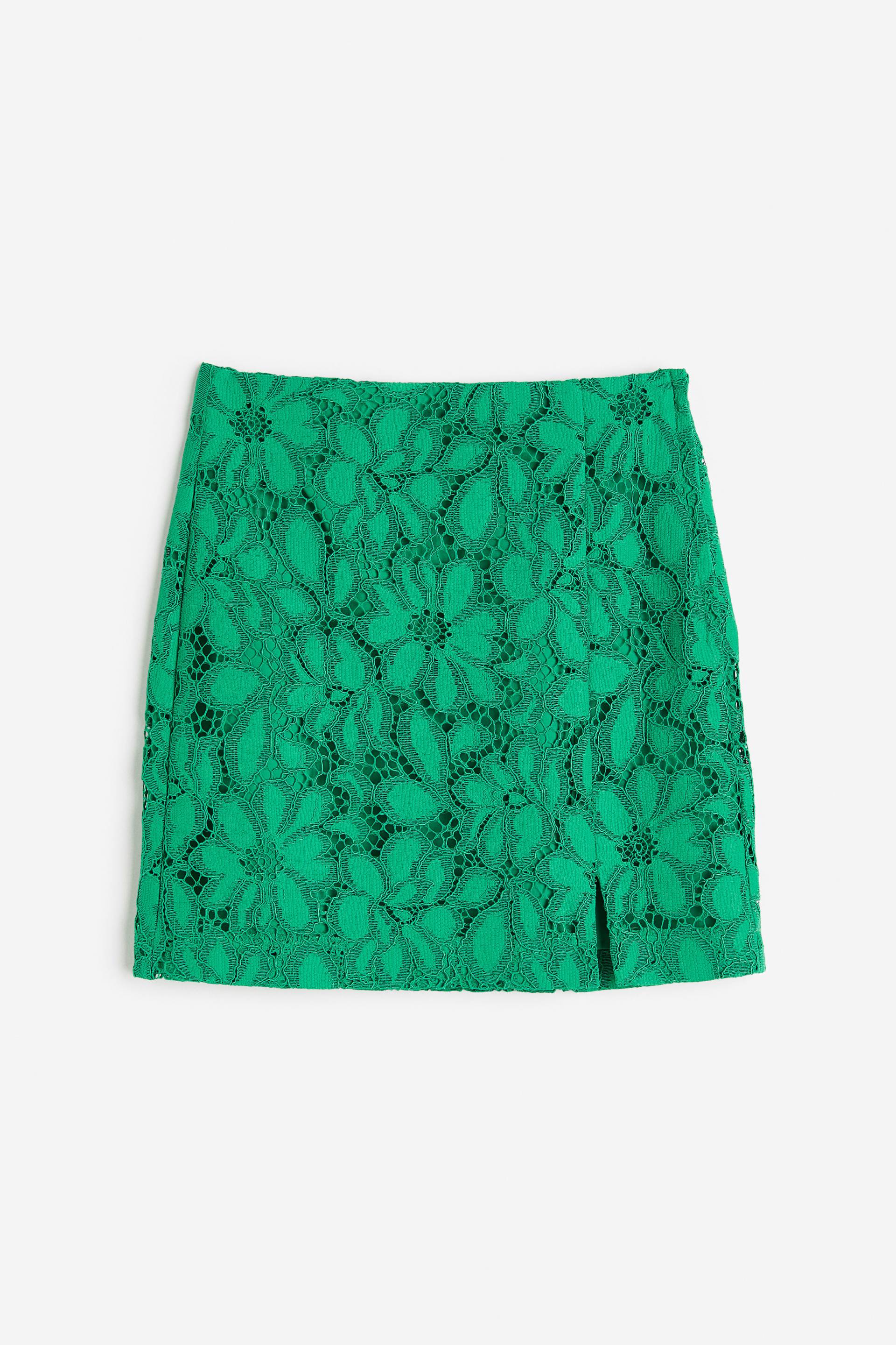 H&M Minirock aus Spitze Grün, Röcke in Größe 32. Farbe: Green von H&M