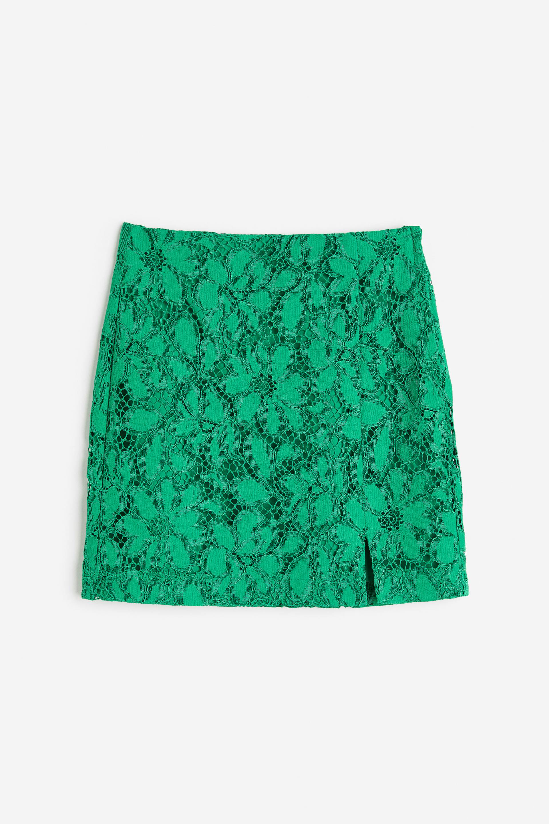 H&M Minirock aus Spitze Grün, Röcke in Größe 42. Farbe: Green von H&M