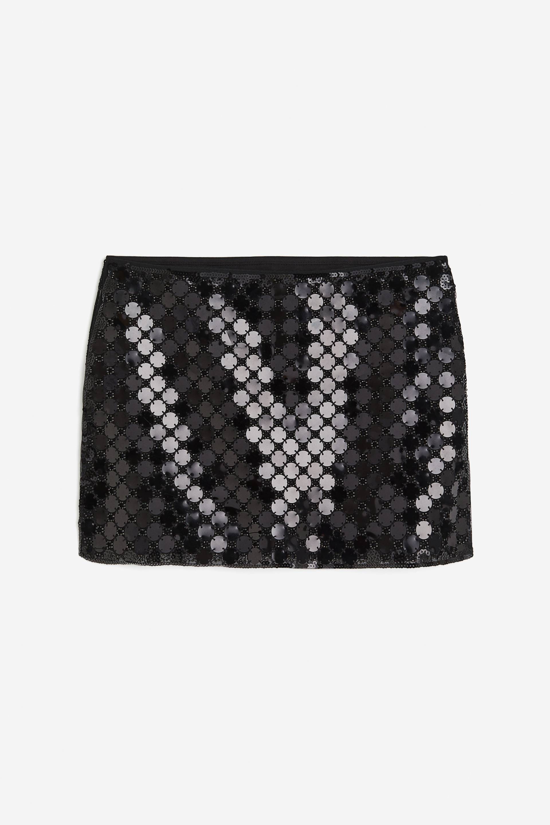 H&M Minirock mit Pailletten Schwarz, Röcke in Größe XL. Farbe: Black von H&M