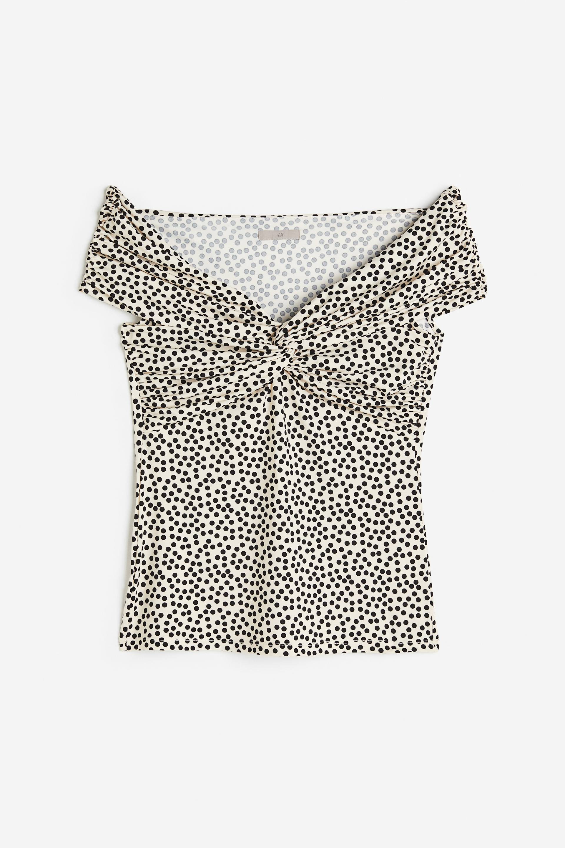 H&M Off-Shoulder-Top Cremefarben/Gepunktet, Tops in Größe XXL. Farbe: Cream/spotted von H&M