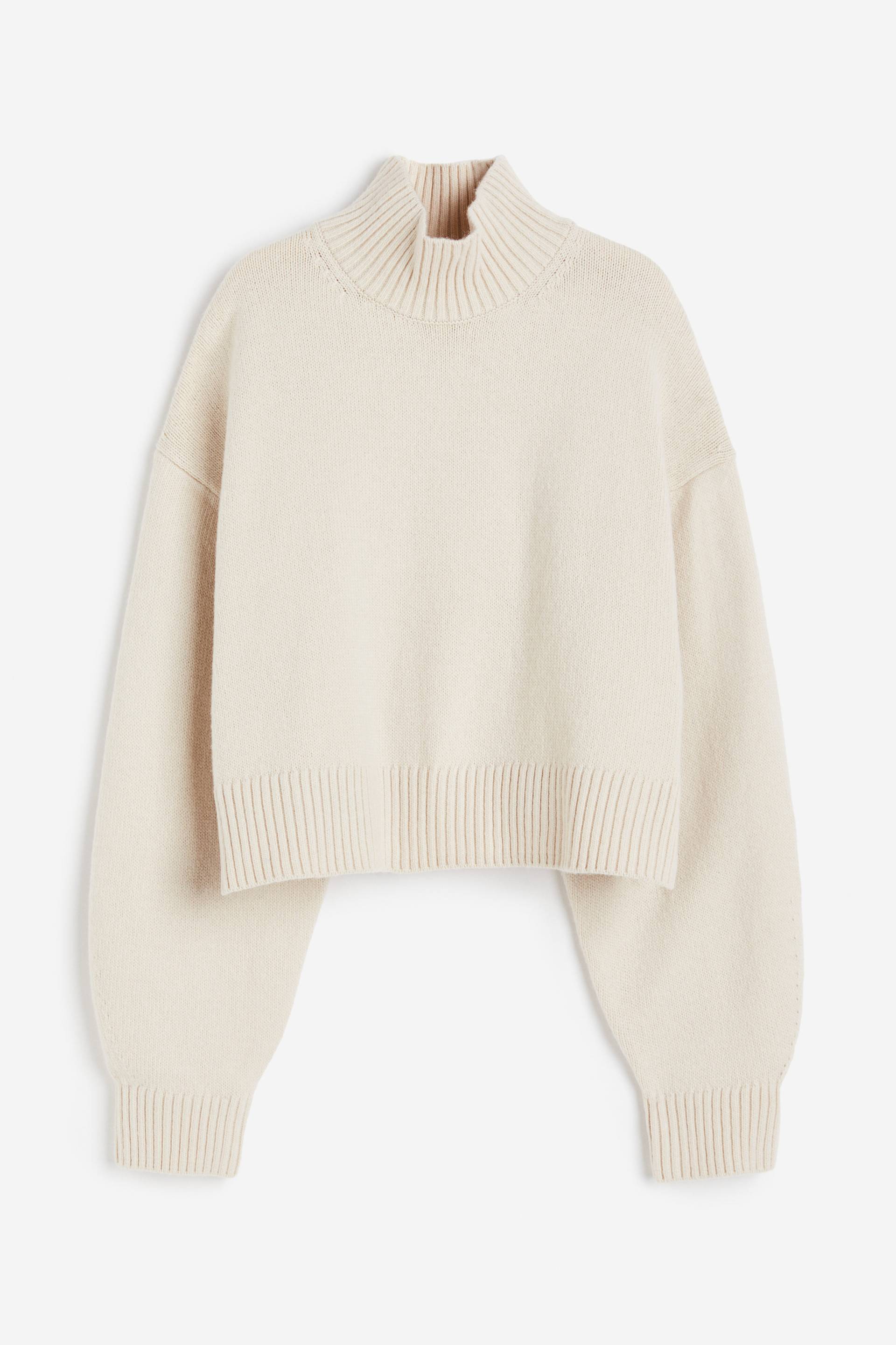 H&M Oversized Pullover mit Turtleneck Hellbeige in Größe XL. Farbe: Light beige von H&M