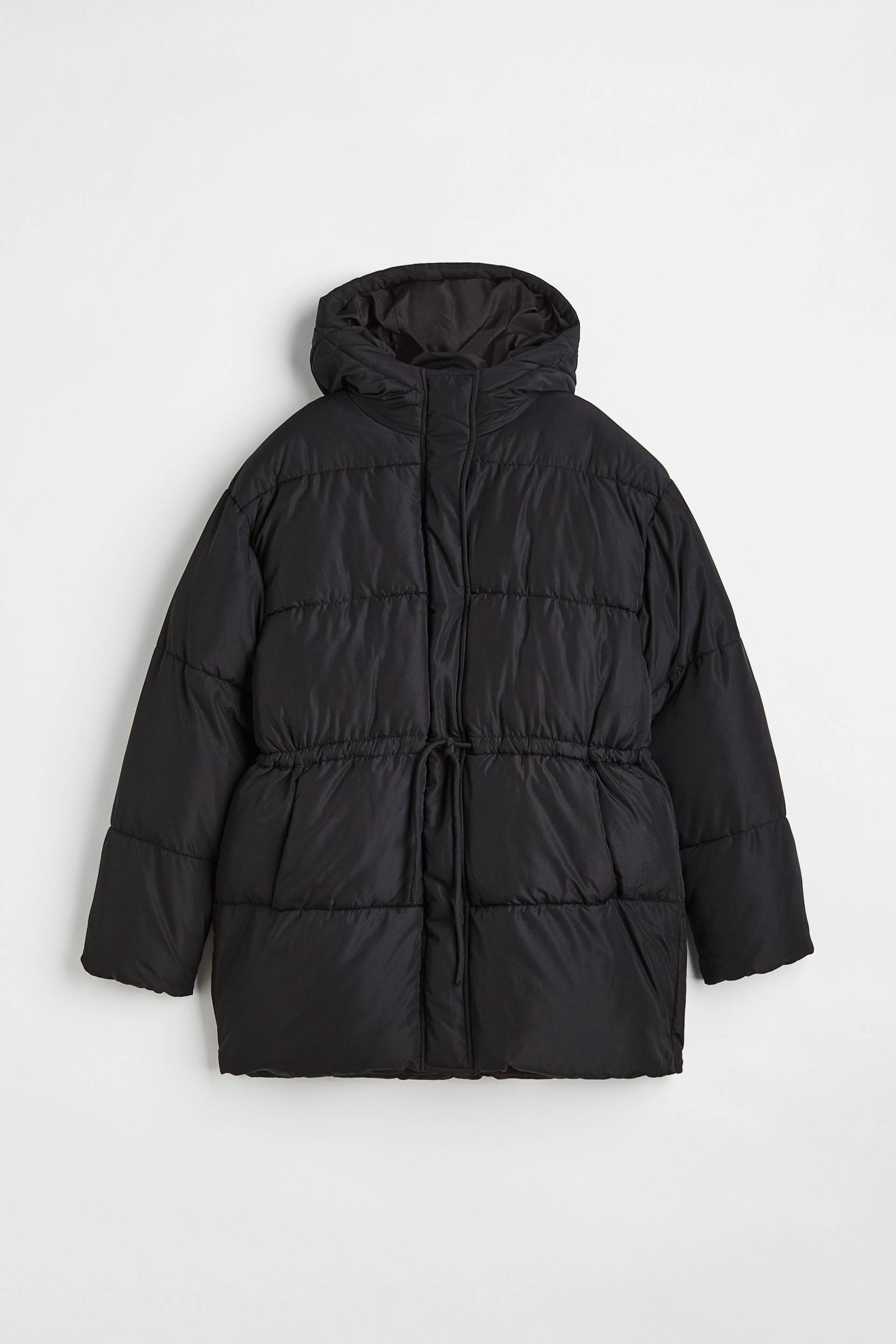 H&M Puffer Jacket mit Tunnelzug Schwarz, Jacken in Größe L. Farbe: Black 001 von H&M