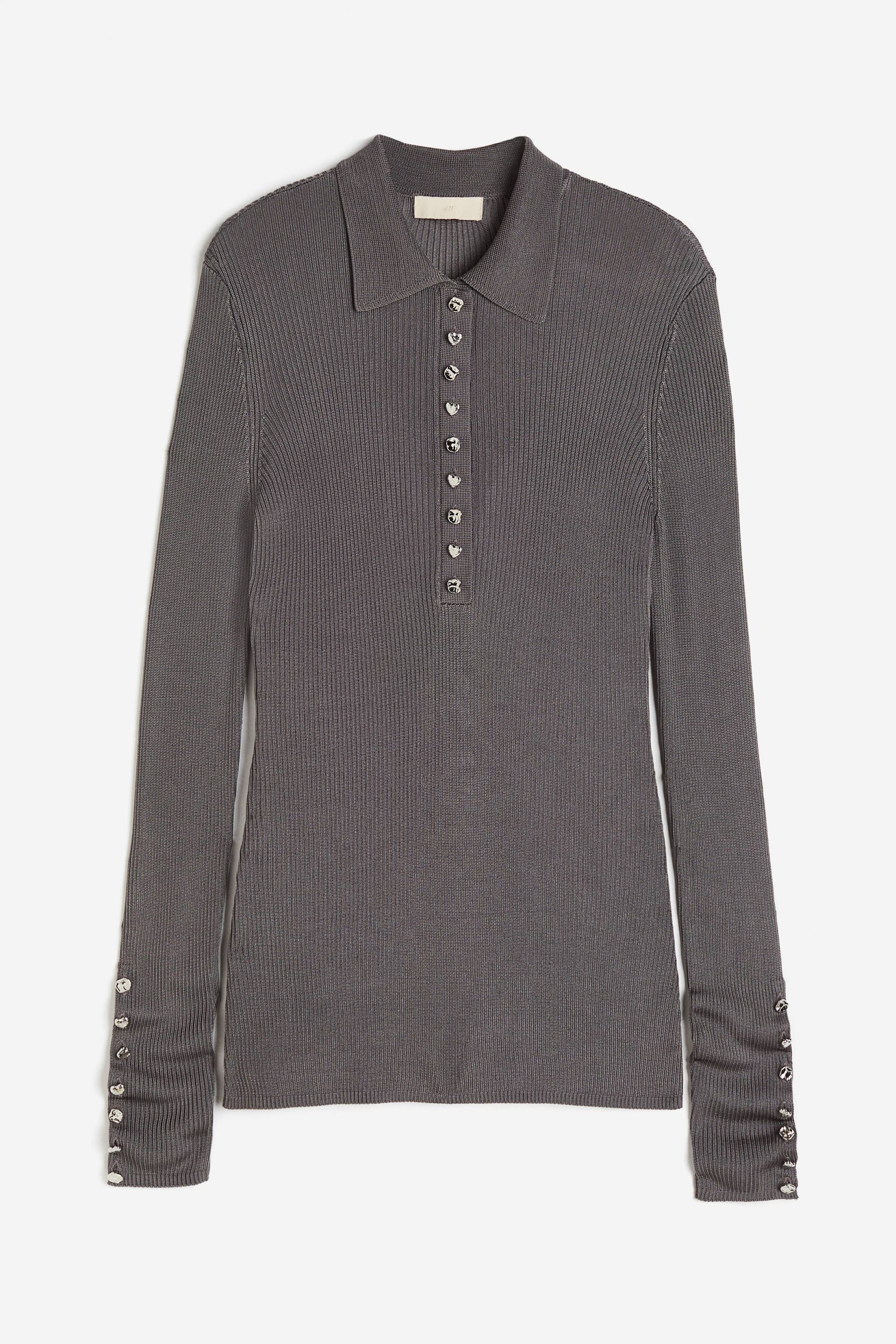 H&M Pullover mit Zierknöpfen Dunkelgrau in Größe M. Farbe: Dark grey von H&M