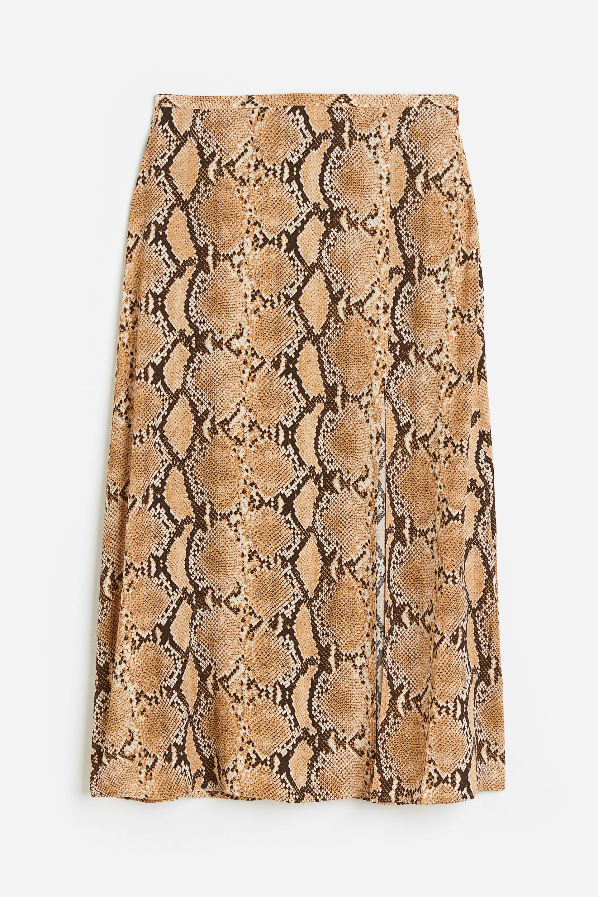 H&M Rock aus Crêpe Beige/Schlangenmuster, Röcke in Größe 36. Farbe: Beige/snakeskin-patterned von H&M