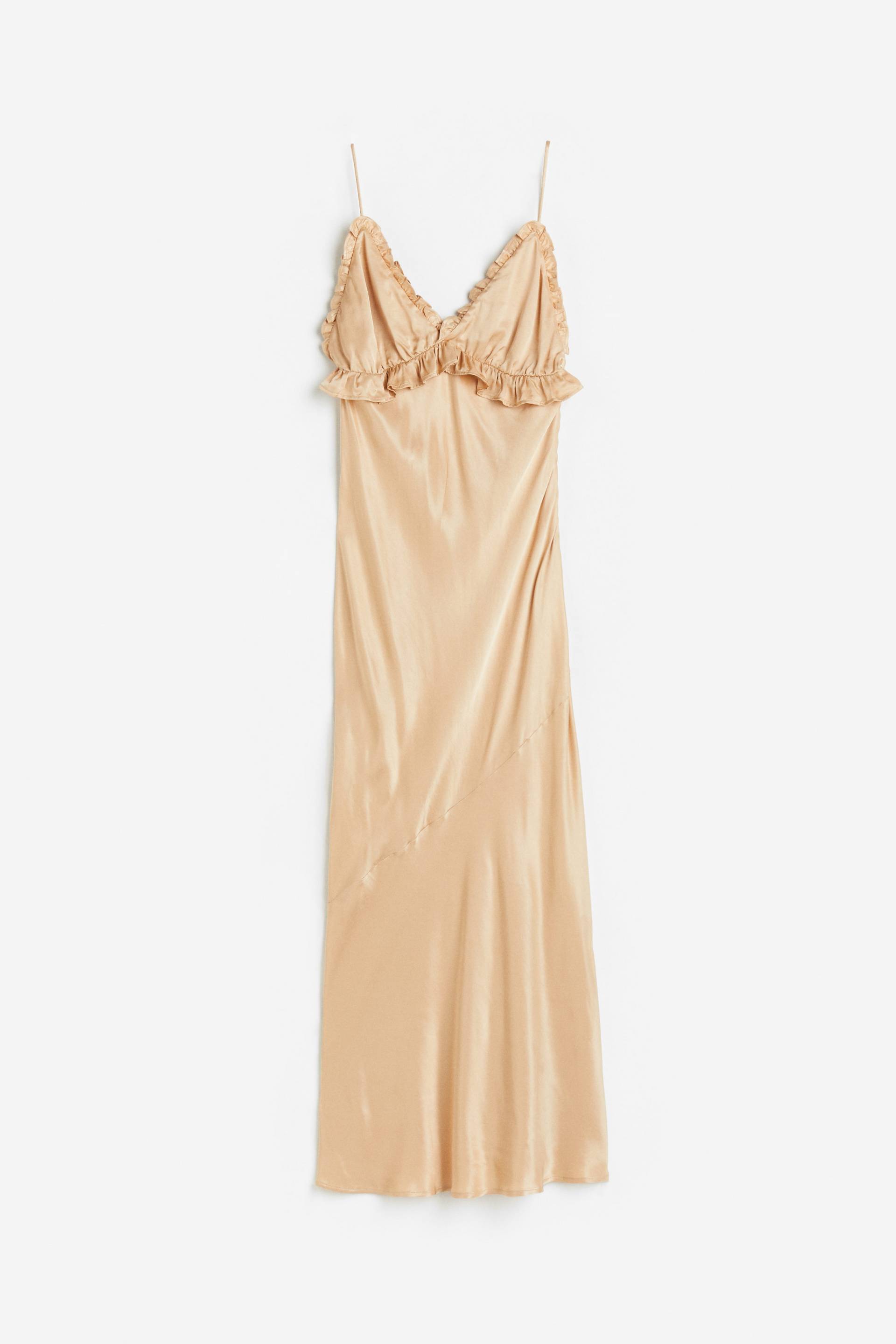 H&M Slipkleid mit Volantdetails Beige, Alltagskleider in Größe XXL von H&M