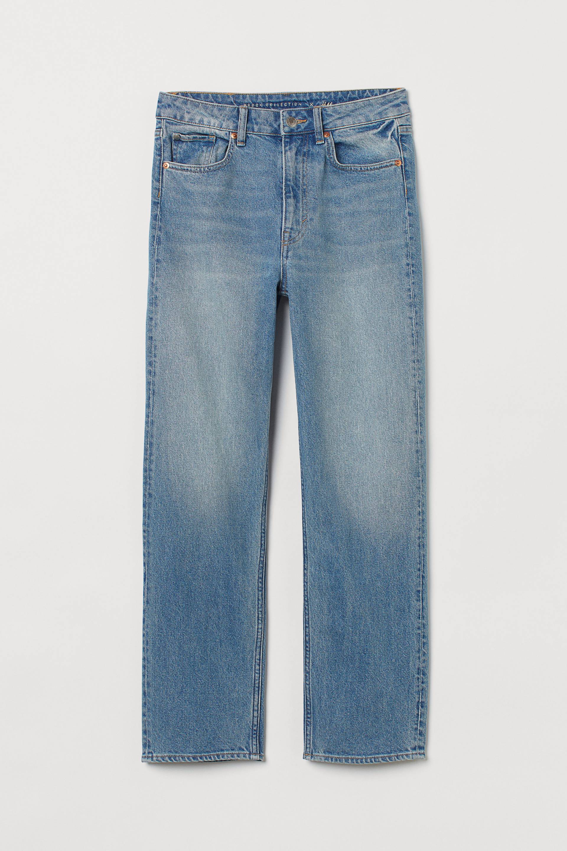 H&M Straight High Ankle Jeans Hellblau in Größe 46. Farbe: Light denim blue von H&M