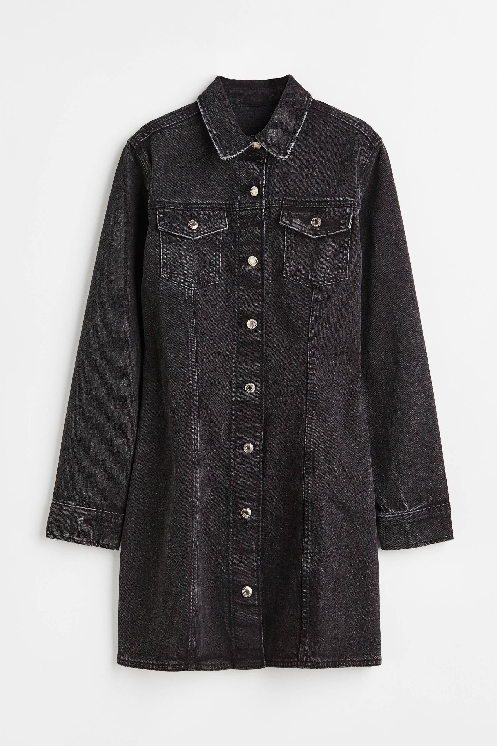 H&M Tailliertes Jeanskleid Schwarz, Alltagskleider in Größe XXS. Farbe: Black von H&M