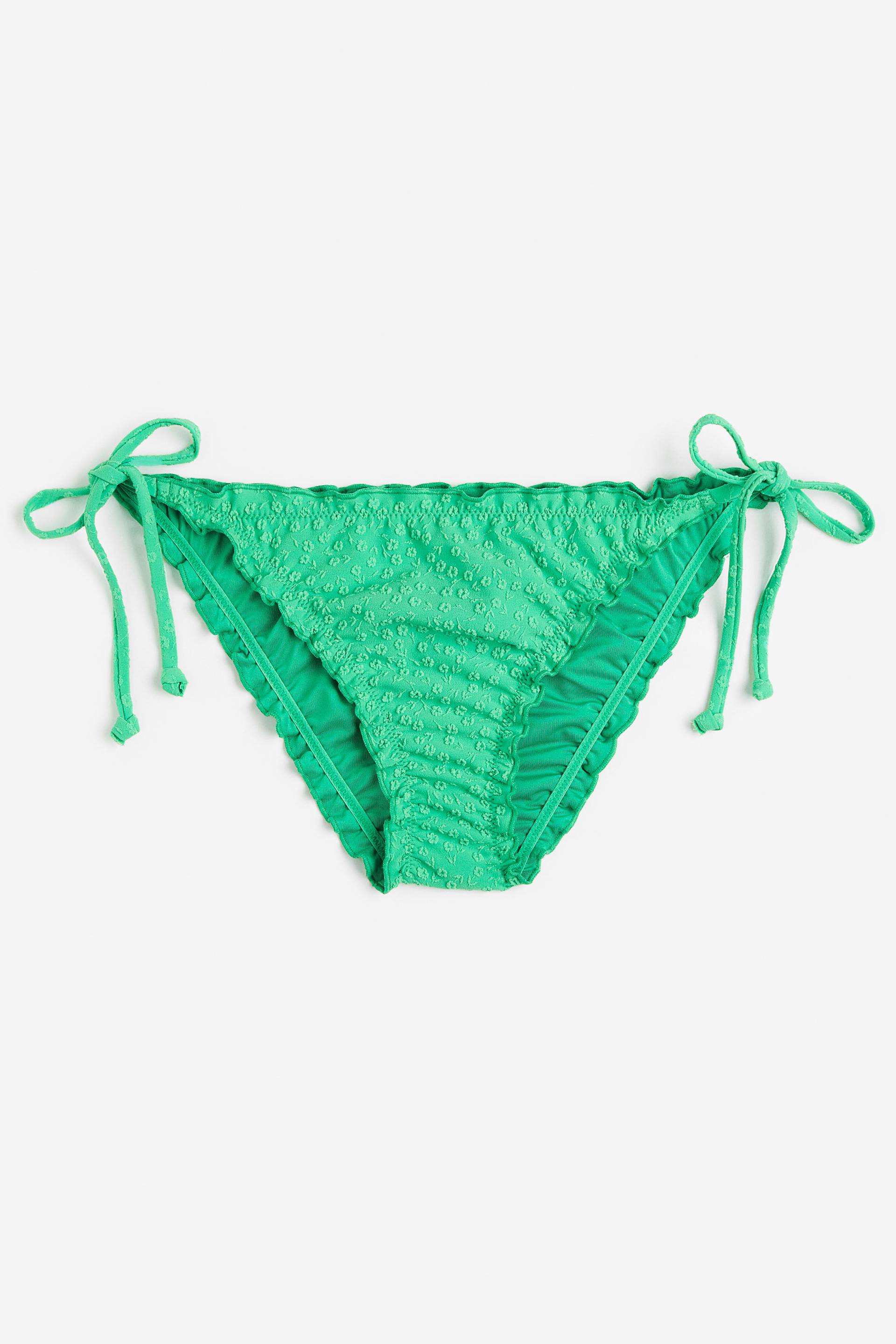 H&M Tie-Tanga Bikinihose Knallgrün, Bikini-Unterteil in Größe 34. Farbe: Bright green von H&M