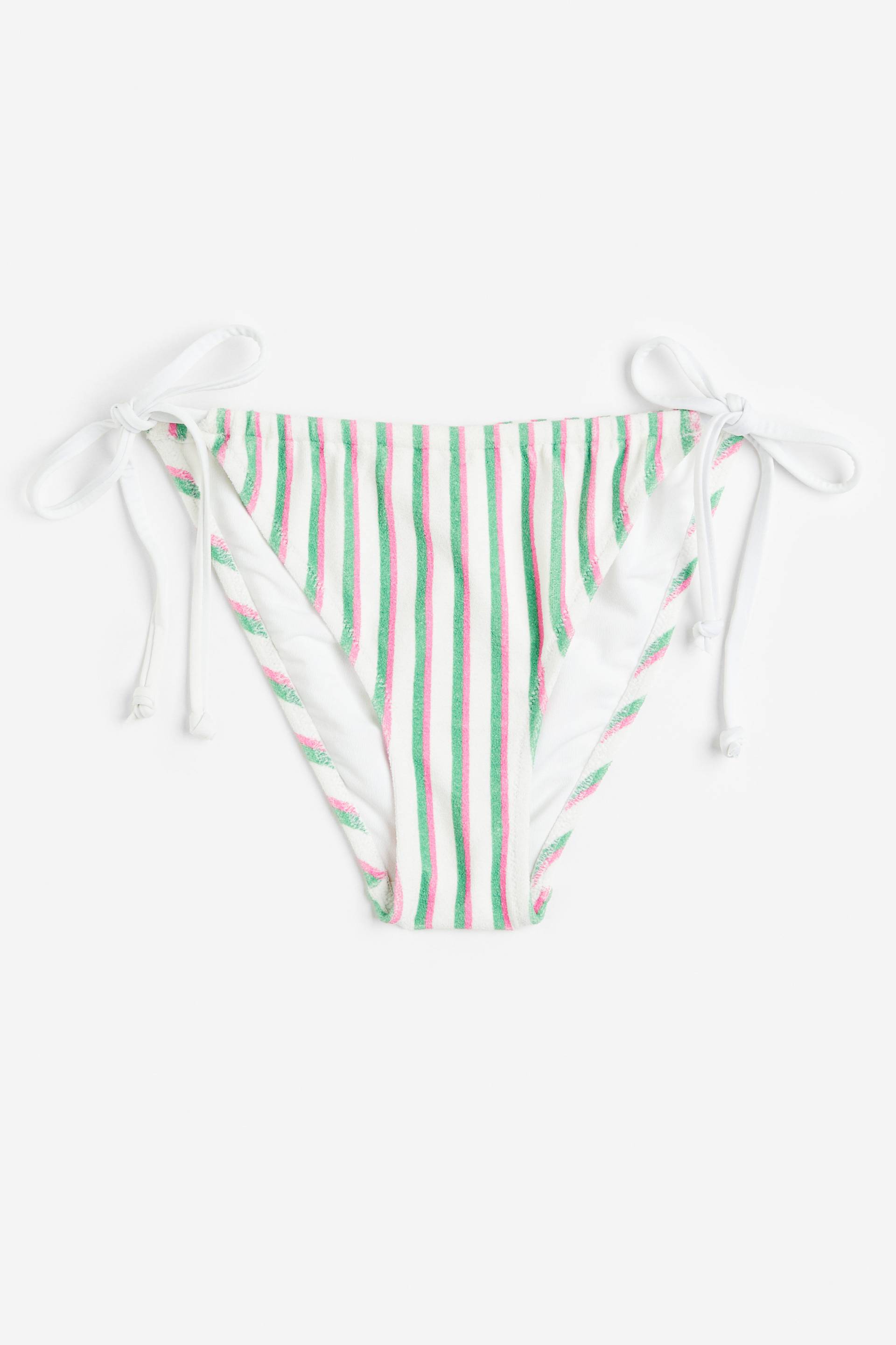 H&M Tie-Tanga Bikinihose Weiß/Gestreift, Bikini-Unterteil in Größe 32. Farbe: White/striped von H&M