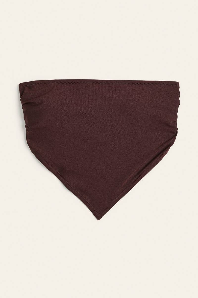 H&M Wattiertes Bandeau-Bikinitop Dunkelbraun, Bikini-Oberteil in Größe 36. Farbe: Dark brown von H&M