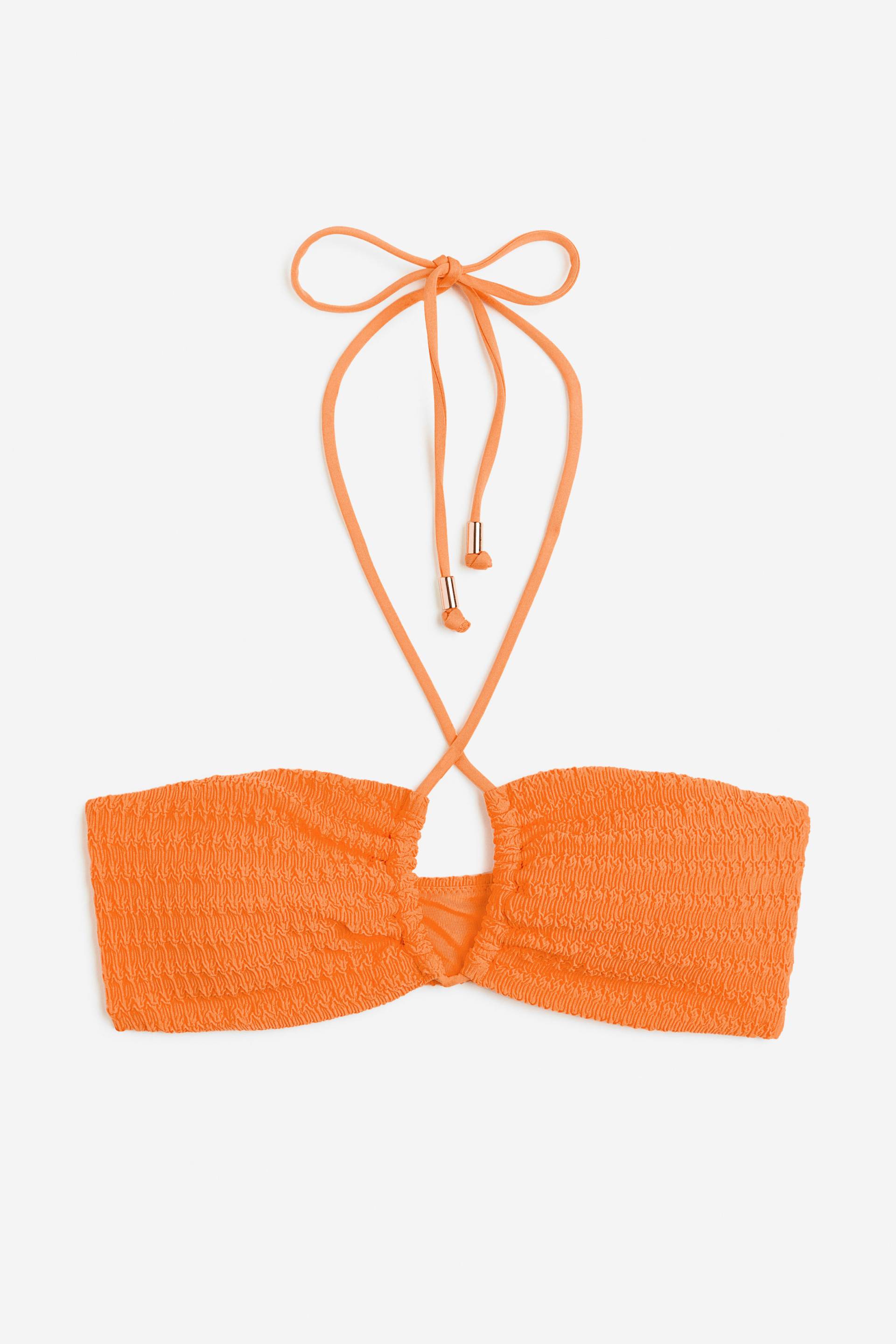 H&M Wattiertes Bandeau-Bikinitop Orange, Bikini-Oberteil in Größe 32 von H&M