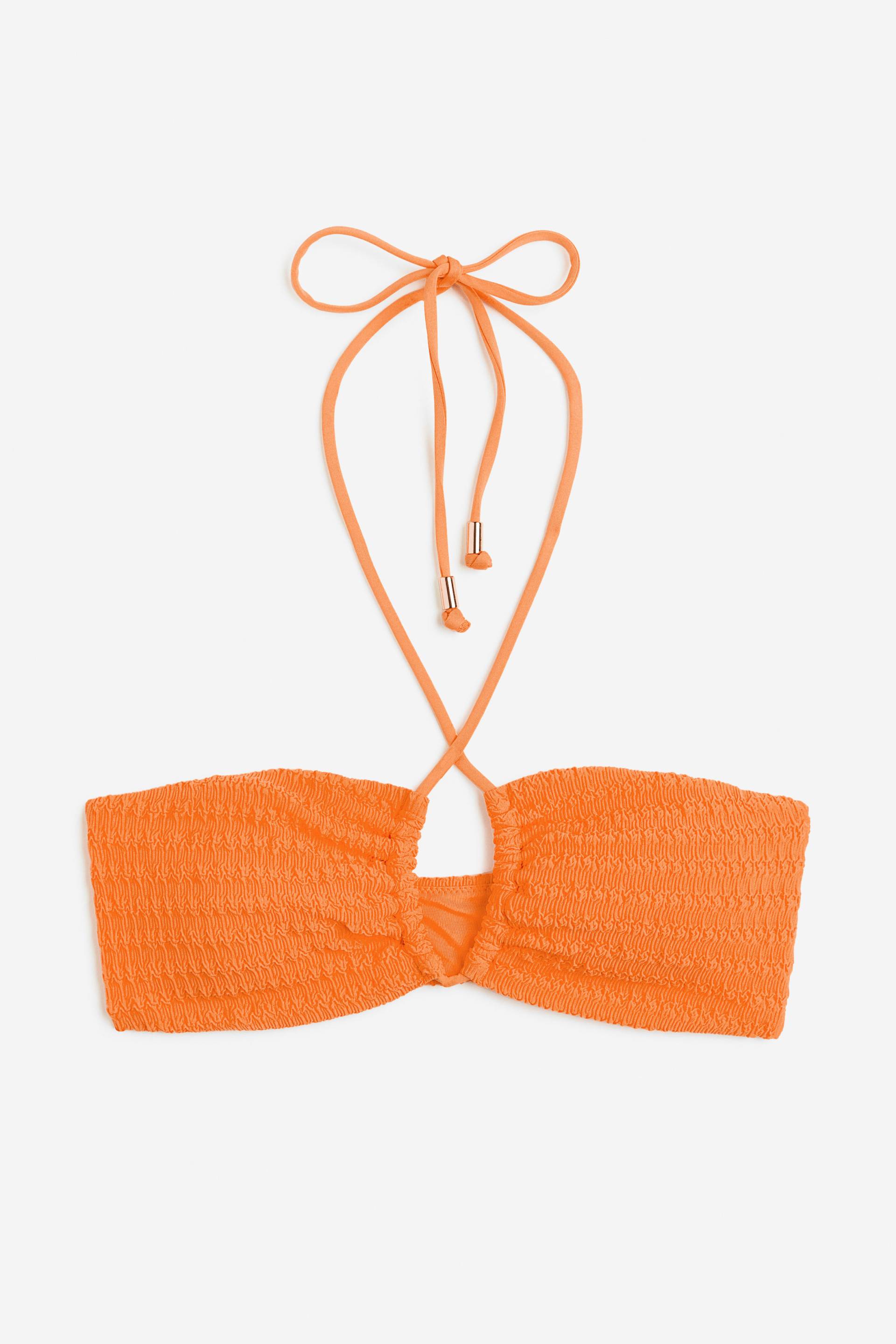 H&M Wattiertes Bandeau-Bikinitop Orange, Bikini-Oberteil in Größe 34 von H&M