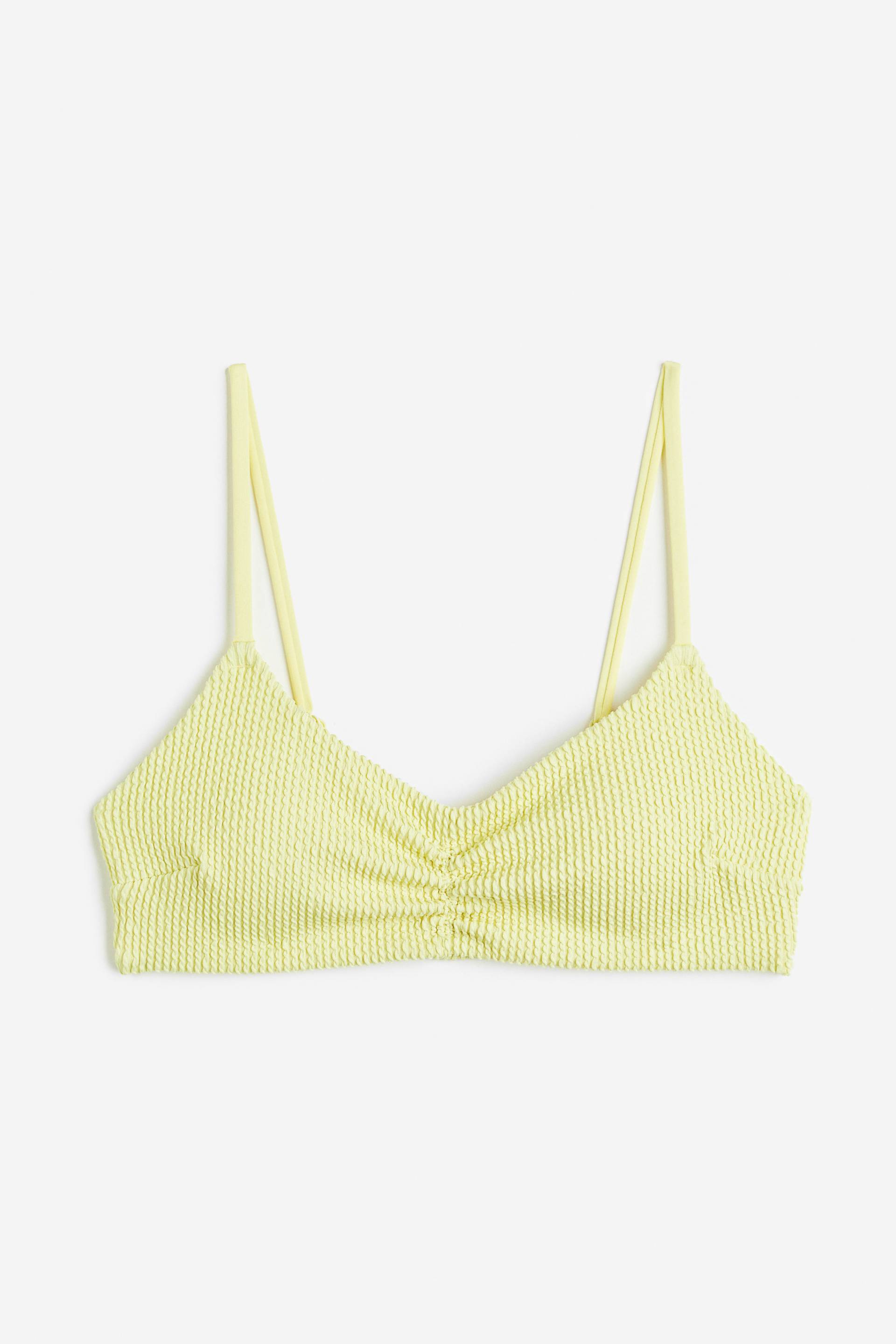 H&M Wattiertes Bikinitop Hellgelb, Bikini-Oberteil in Größe 32. Farbe: Light yellow von H&M