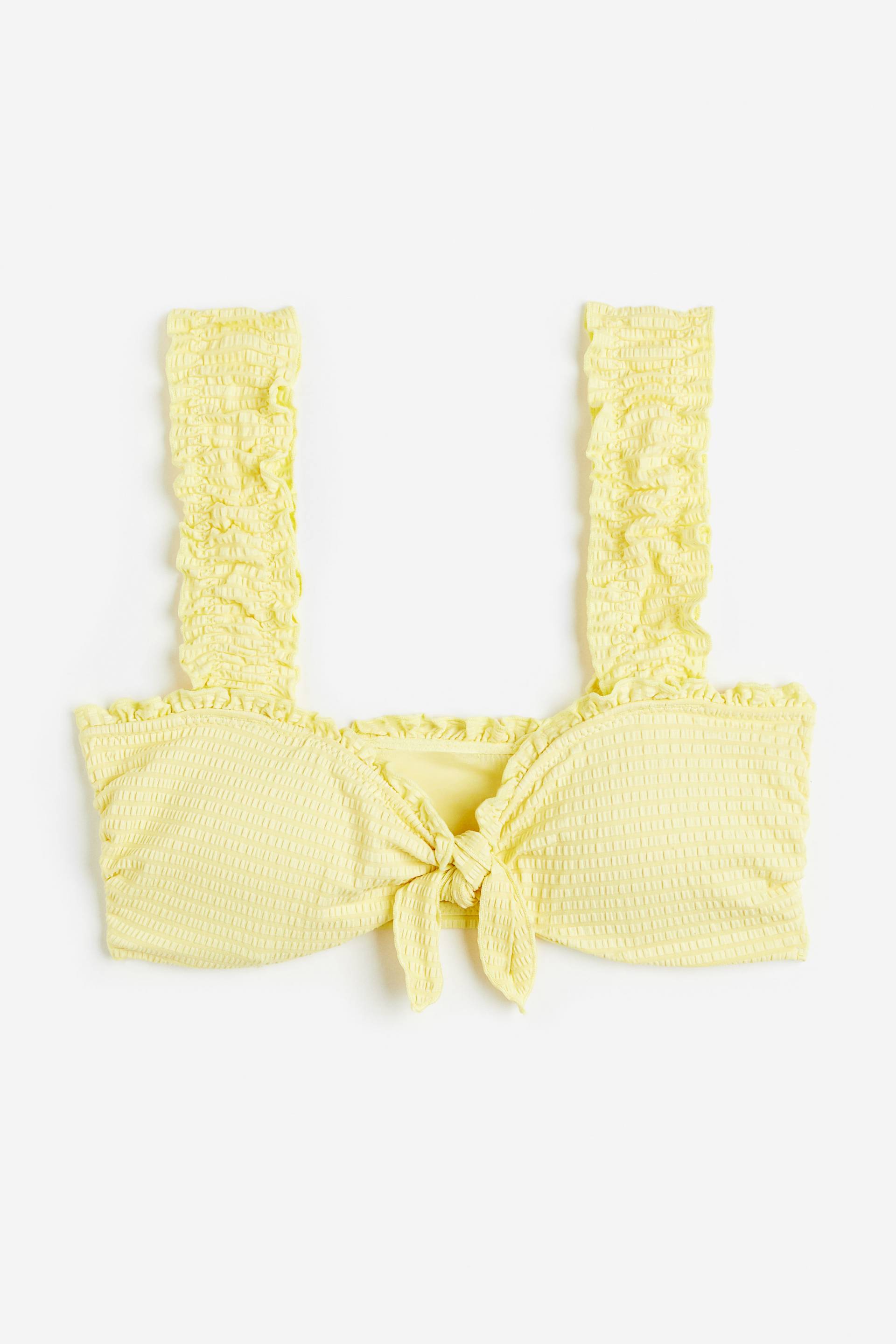 H&M Wattiertes Bikinitop Hellgelb, Bikini-Oberteil in Größe 34. Farbe: Light yellow von H&M