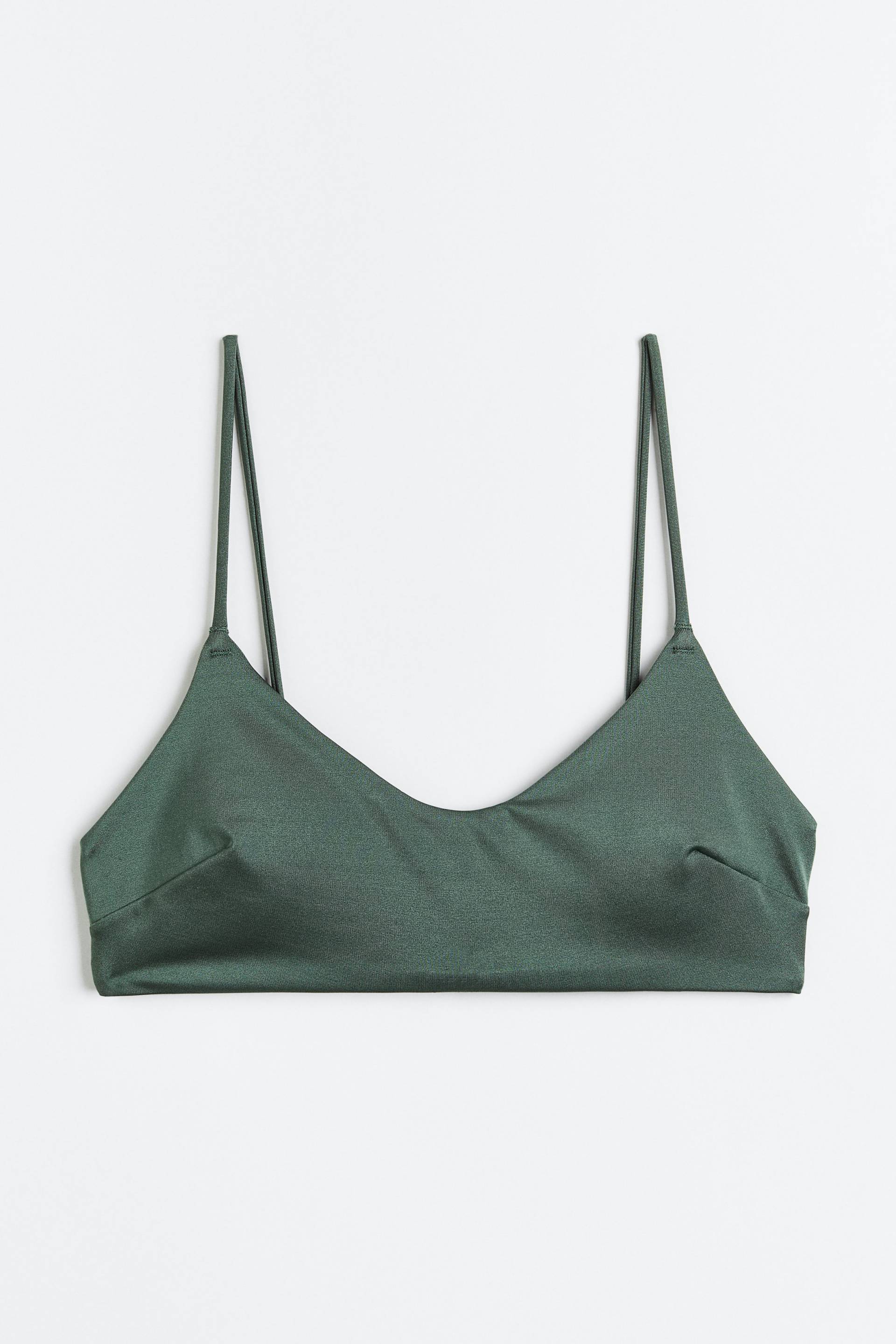 H&M Wattiertes Bikinitop Khakigrün, Bikini-Oberteil in Größe 36. Farbe: Khaki green von H&M