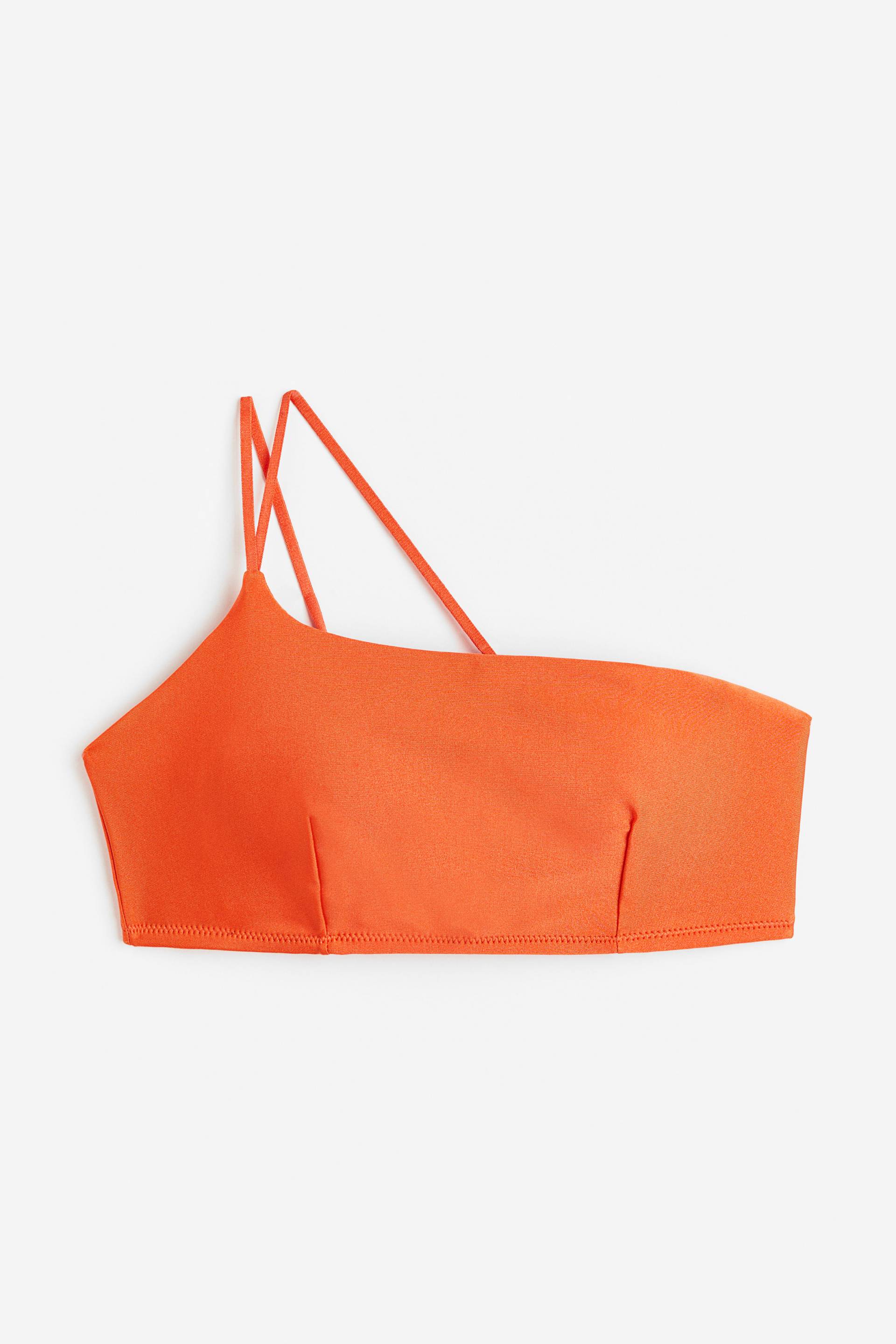 H&M Wattiertes One-Shoulder-Bikinitop Orange, Bikini-Oberteil in Größe 34. Farbe: Orange 008 von H&M