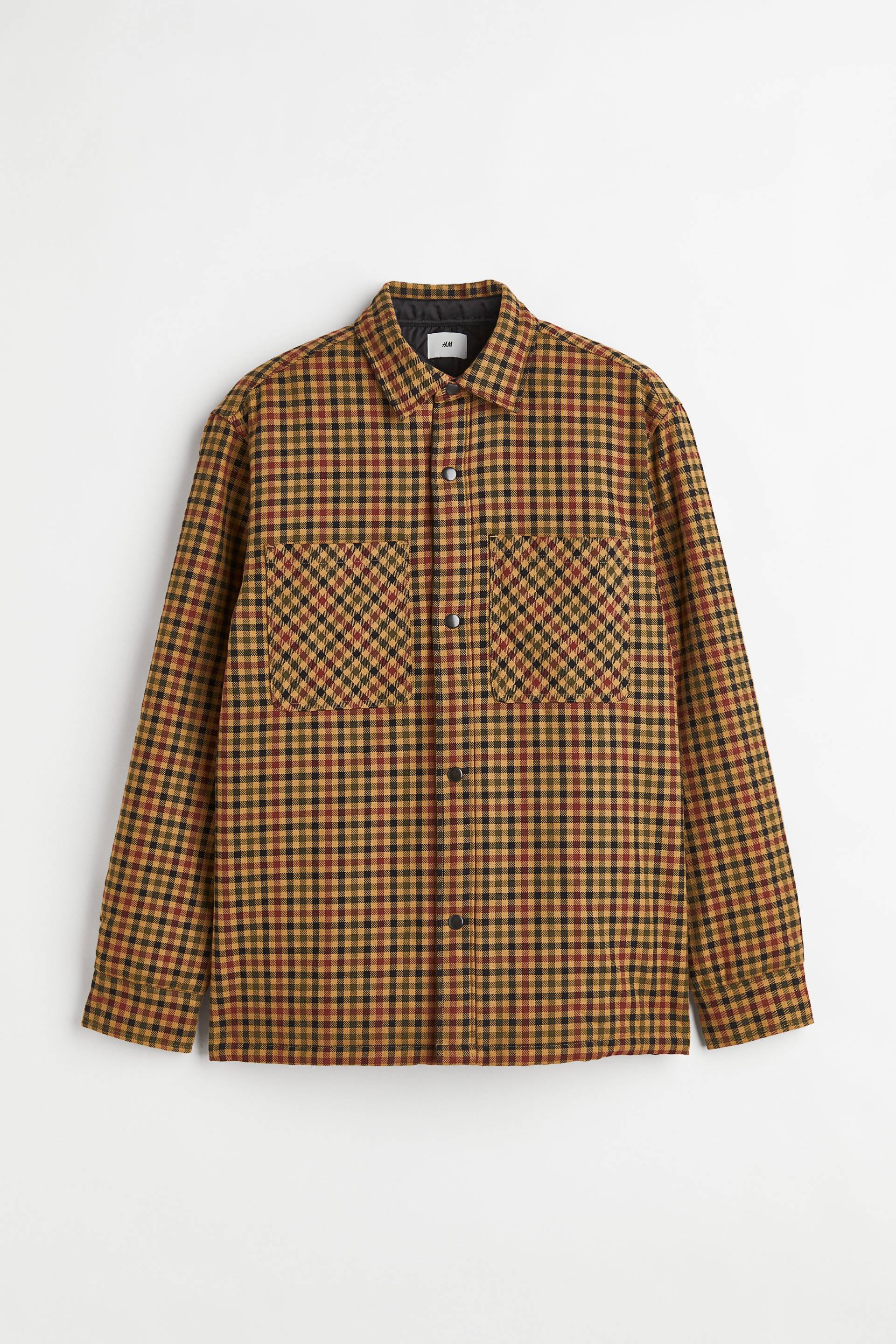 H&M Wattiertes Overshirt Dunkelbeige/Schwarz kariert, Overshirts in Größe XXL. Farbe: Dark beige/black checked von H&M