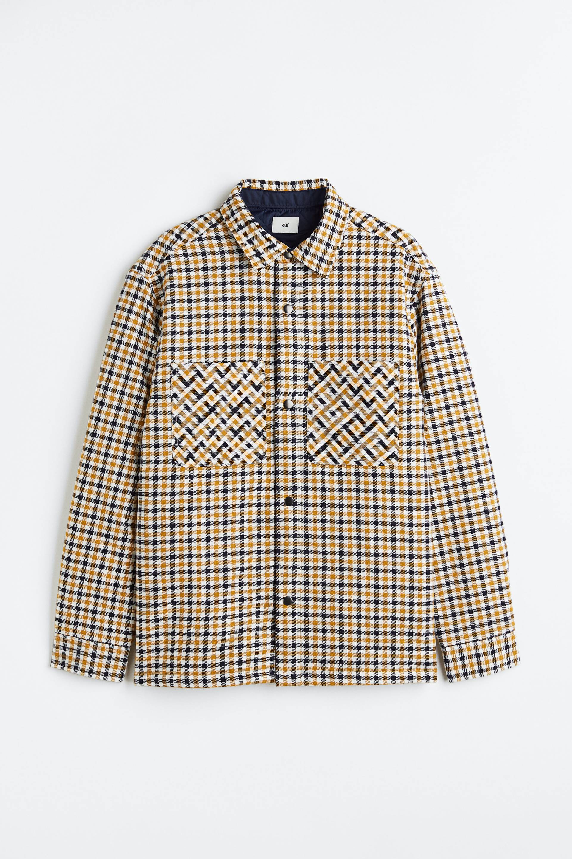 H&M Wattiertes Overshirt Gelb/Schwarz kariert, Overshirts in Größe XS. Farbe: Yellow/black checked von H&M