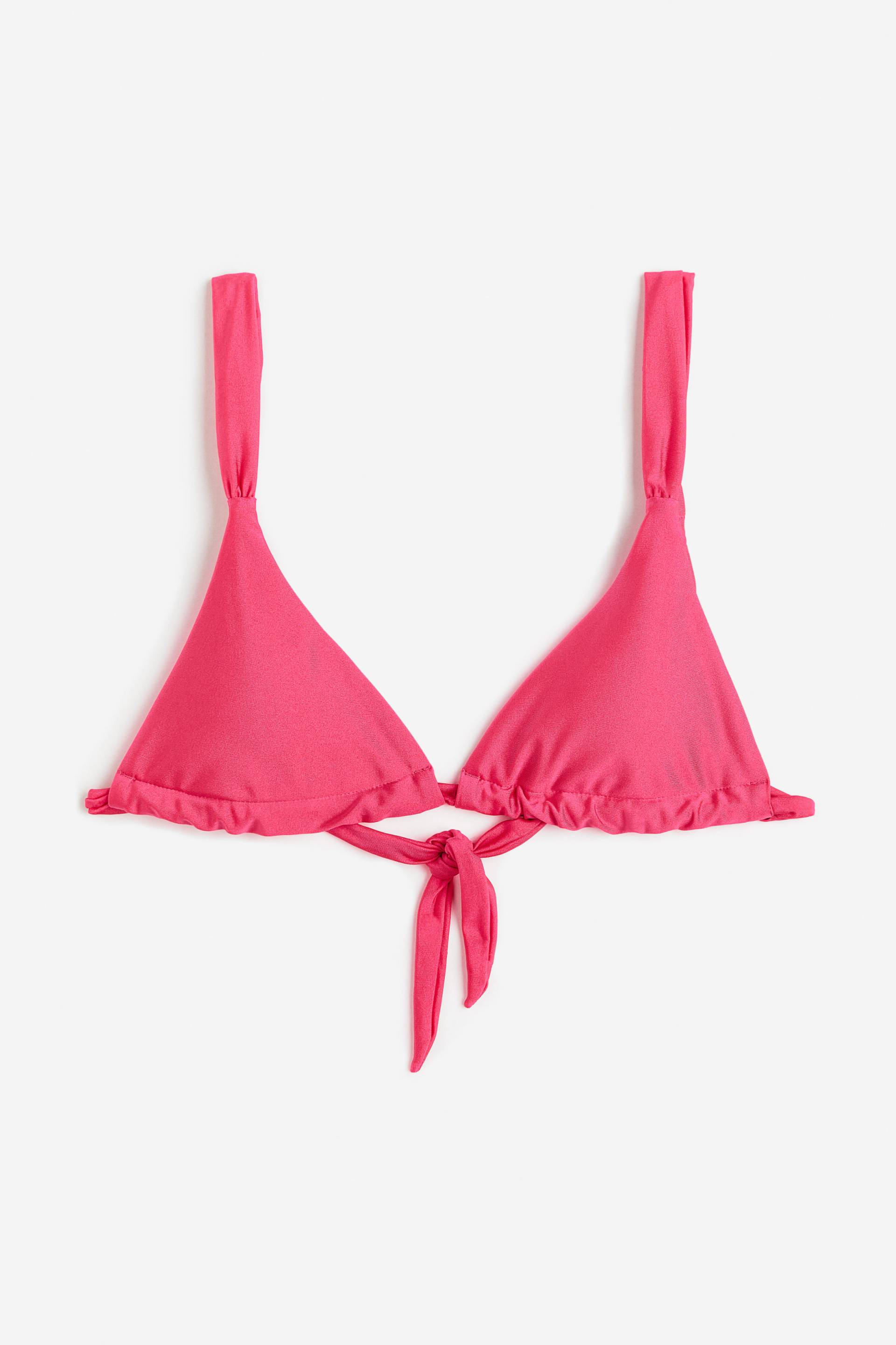 H&M Wattiertes Triangel-Bikinitop Cerise, Bikini-Oberteil in Größe 44 von H&M