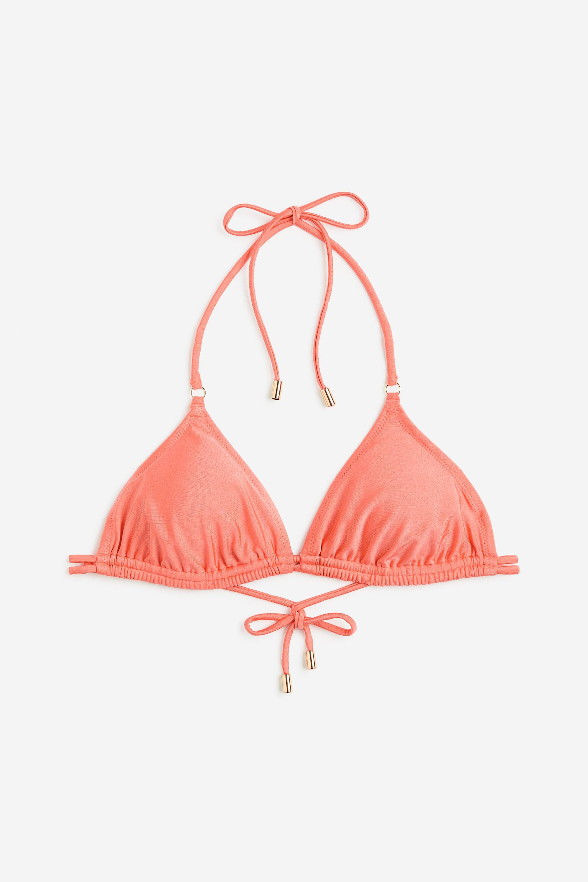 H&M Wattiertes Triangel-Bikinitop Koralle, Bikini-Oberteil in Größe 44. Farbe: Coral von H&M