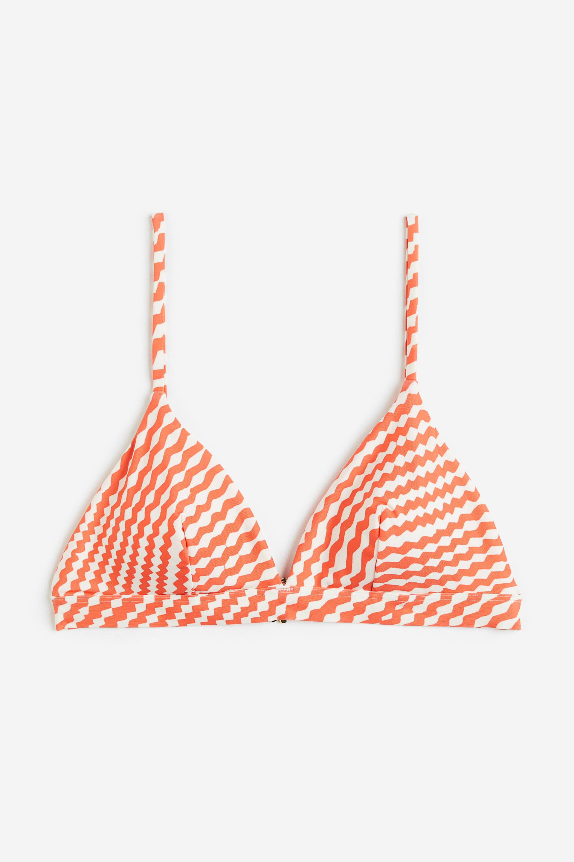 H&M Wattiertes Triangel-Bikinitop Rot/Gemustert, Bikini-Oberteil in Größe 34. Farbe: Red/patterned von H&M