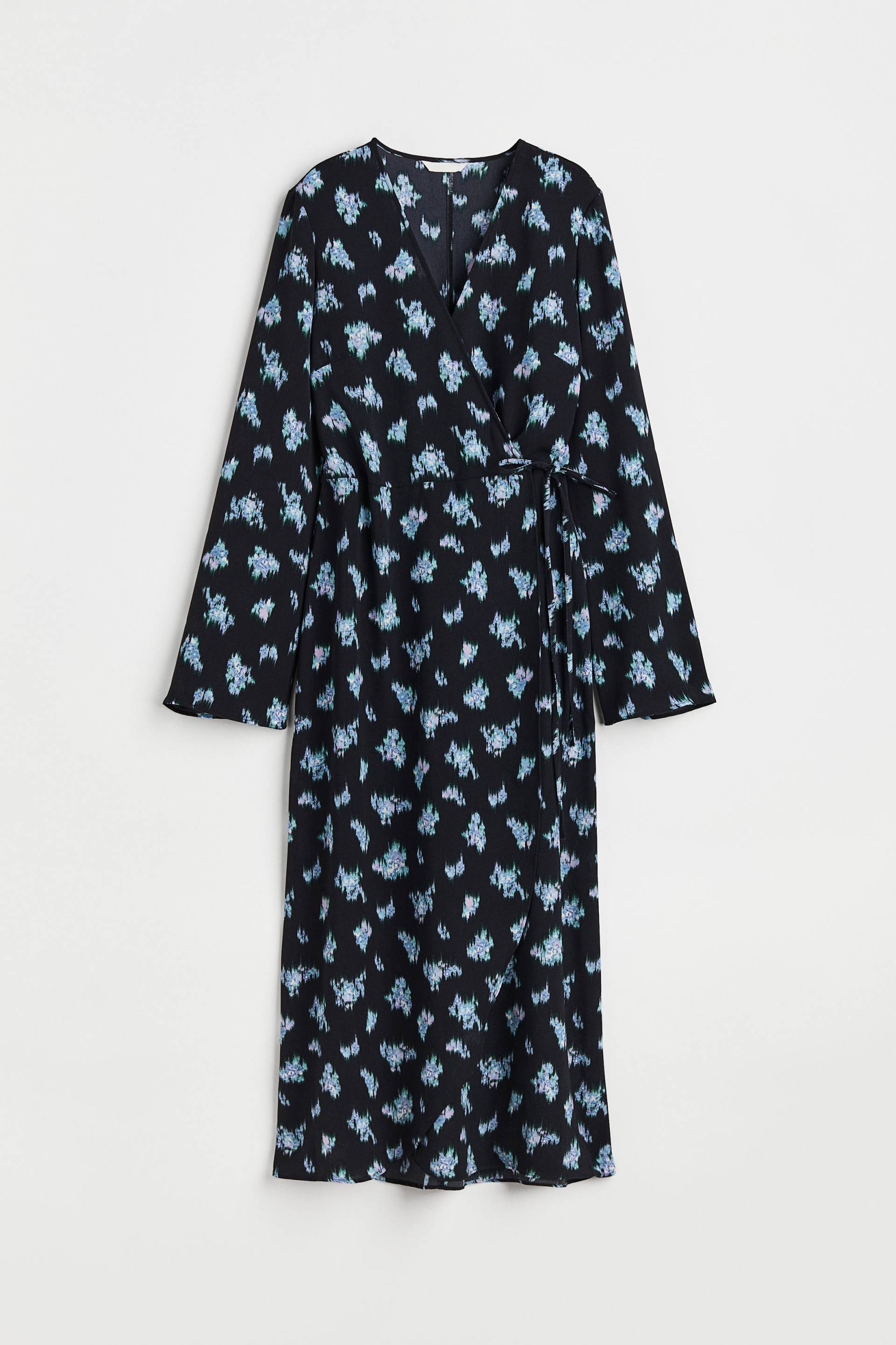 H&M Wickelkleid aus Crêpe Marineblau/Gemustert, Alltagskleider in Größe XS. Farbe: Navy/patterned von H&M