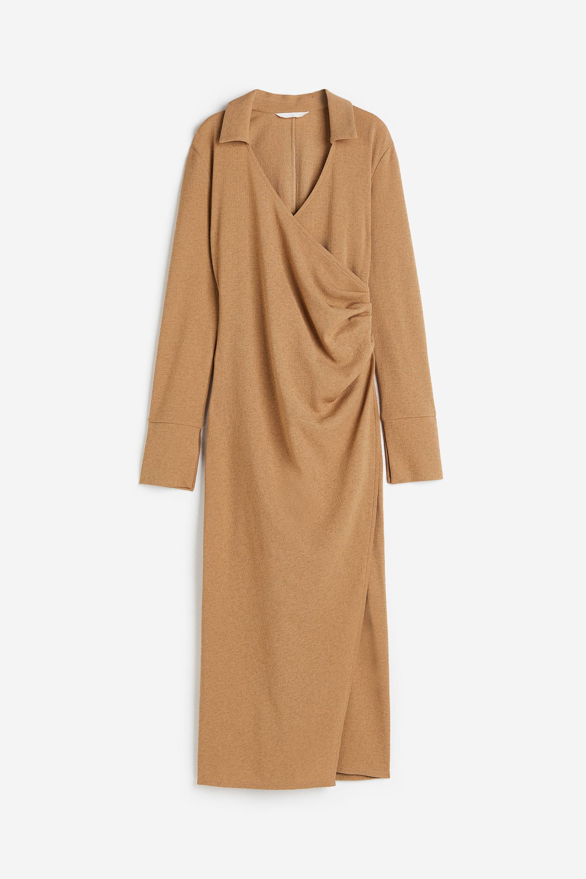 H&M Wickelkleid aus Jersey Dunkelbeige, Alltagskleider in Größe S. Farbe: Dark beige von H&M