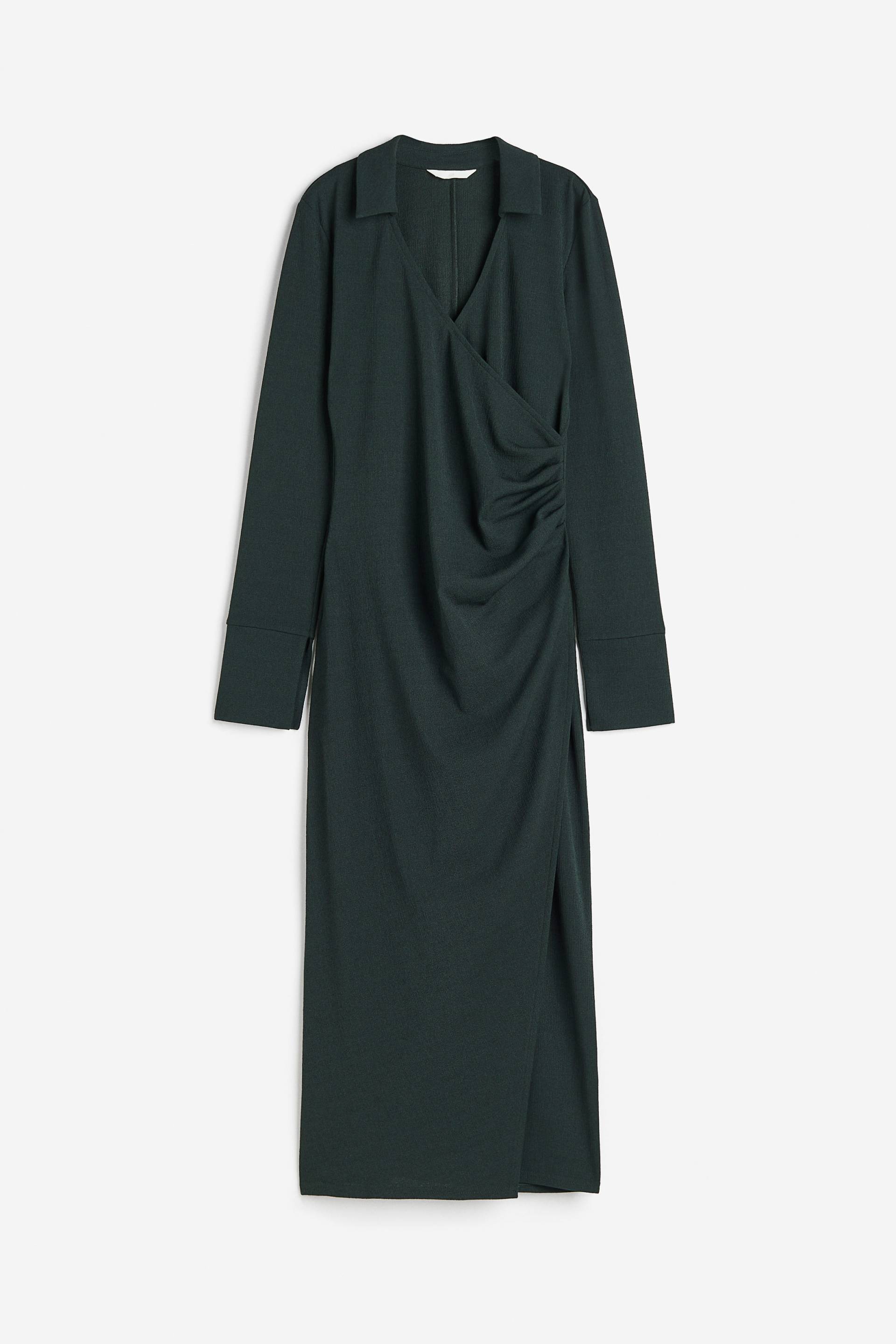 H&M Wickelkleid aus Jersey Dunkelgrün, Alltagskleider in Größe XS. Farbe: Dark green von H&M