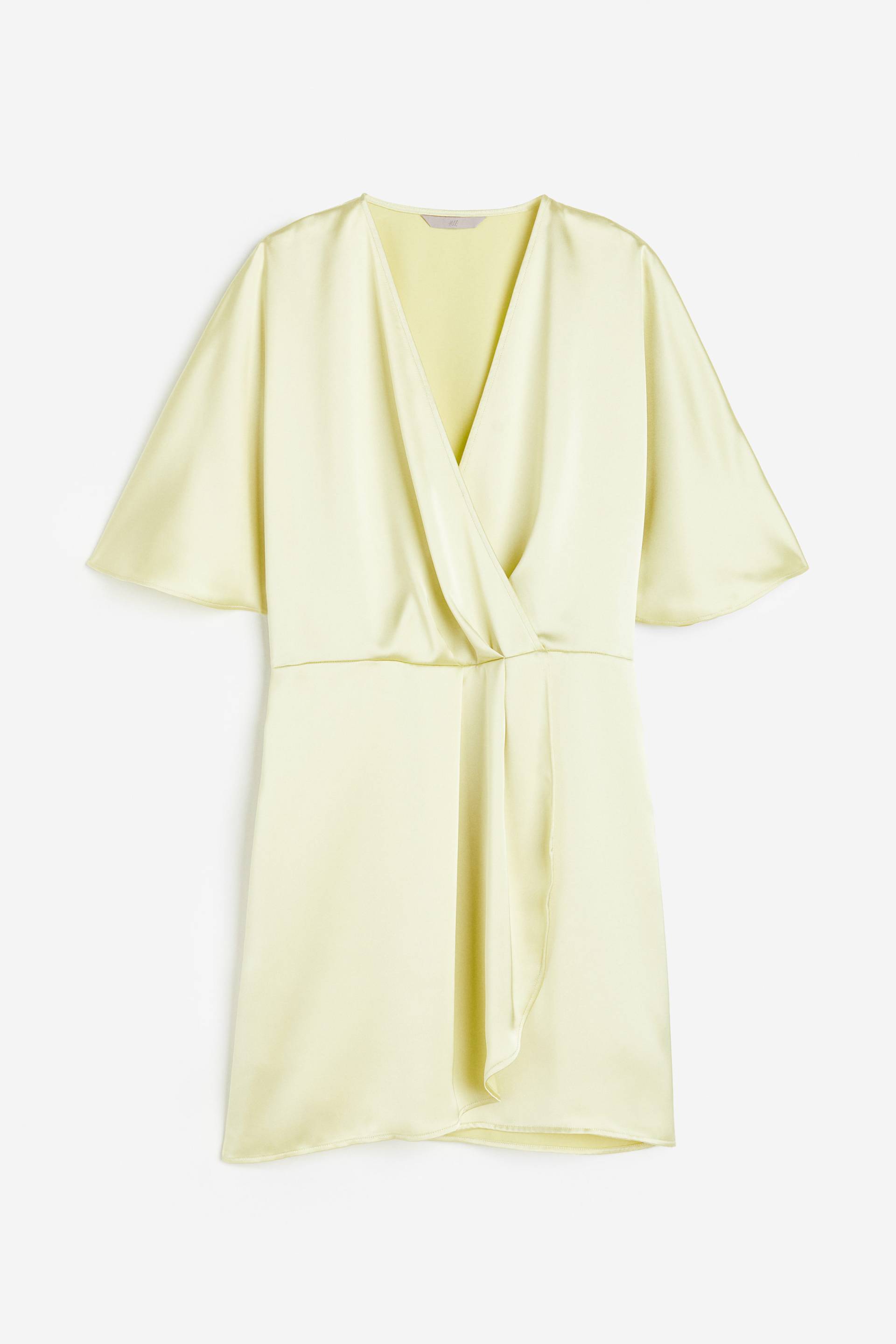 H&M Wickelkleid aus Satin Hellgelb, Alltagskleider in Größe XXL. Farbe: Light yellow von H&M