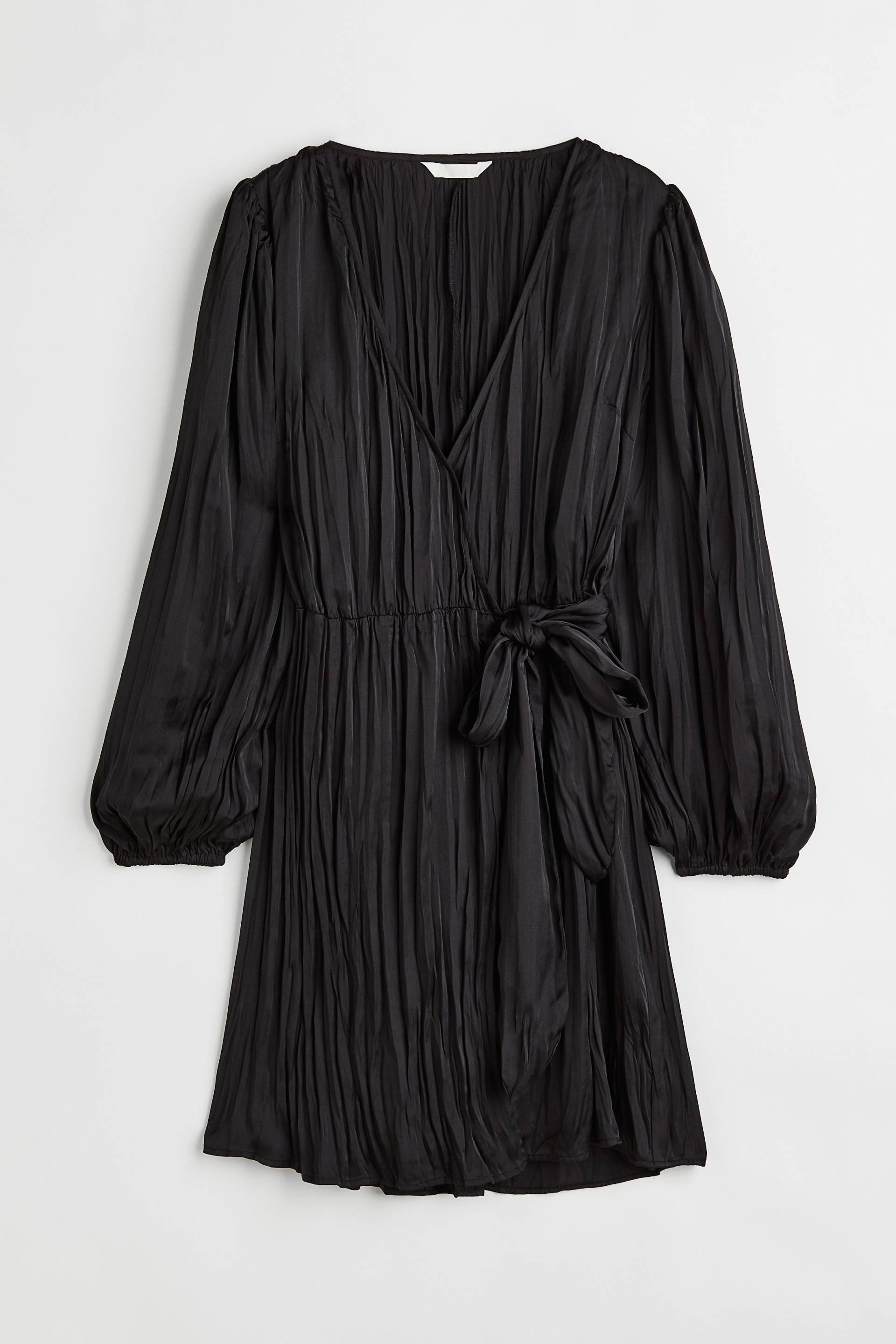 H&M Wickelkleid mit Ballonärmeln Schwarz, Alltagskleider in Größe XS. Farbe: Black von H&M