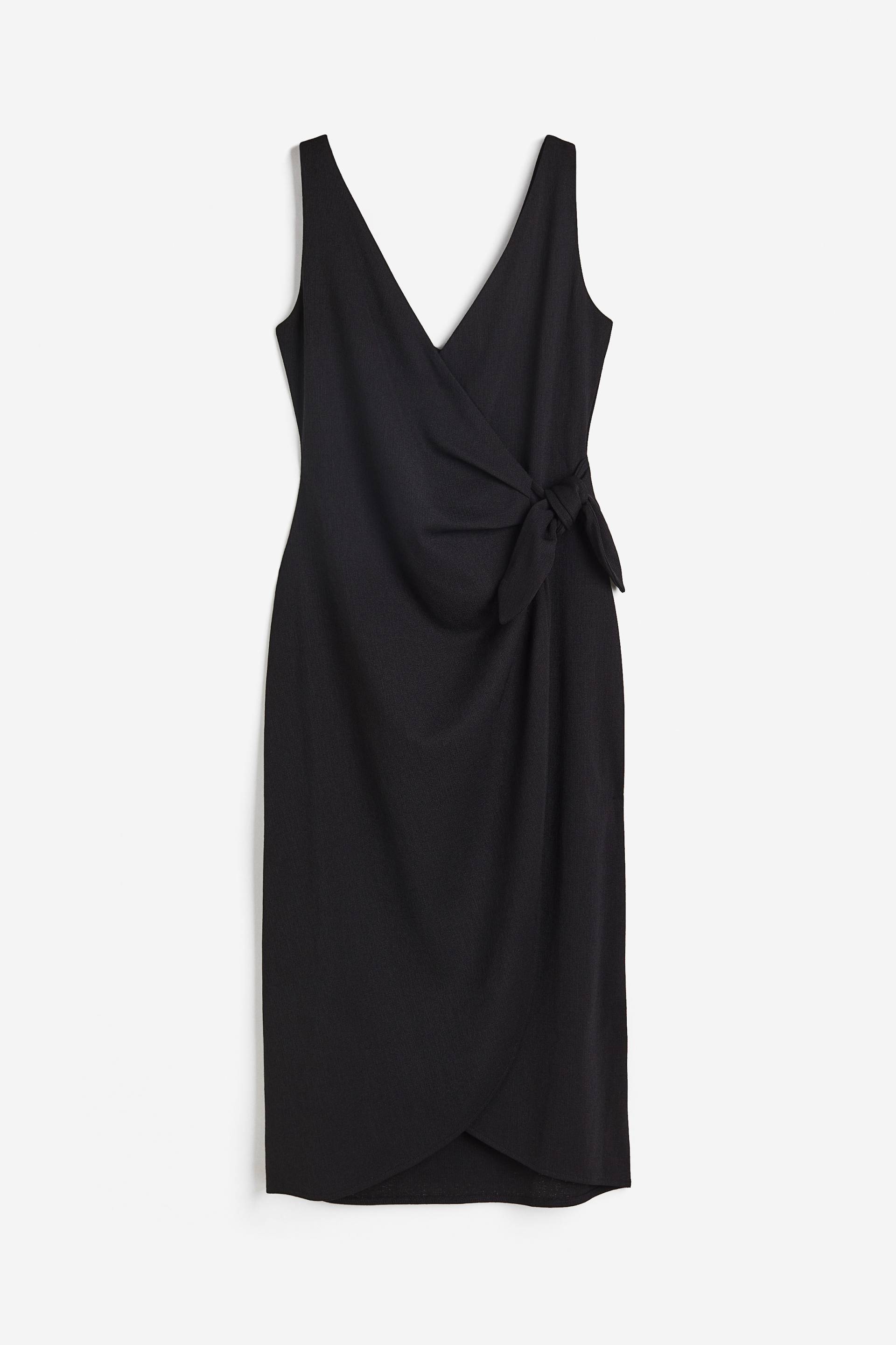 H&M Wickelkleid mit V-Ausschnitt Schwarz, Alltagskleider in Größe XS. Farbe: Black von H&M