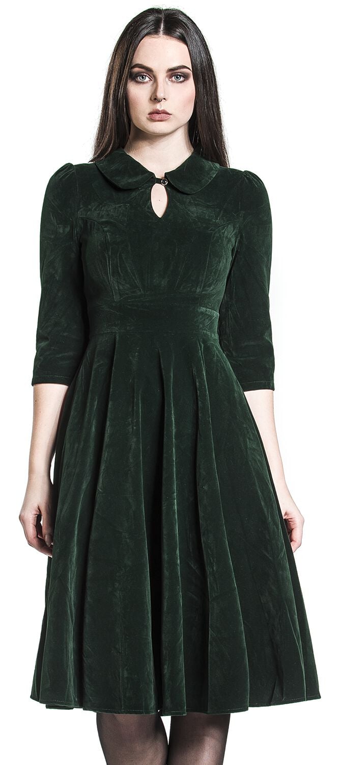 H&R London Glamorous Velvet Tea Dress Mittellanges Kleid dunkelgrün in 3XL von H&R London