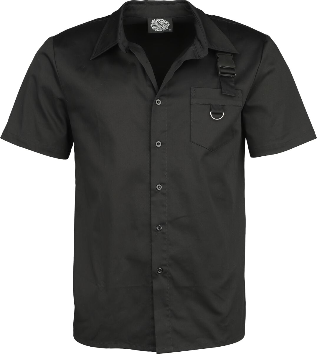 H&R London - Gothic Kurzarmhemd - Black Shirt - S bis L - für Männer - Größe S - schwarz von H&R London