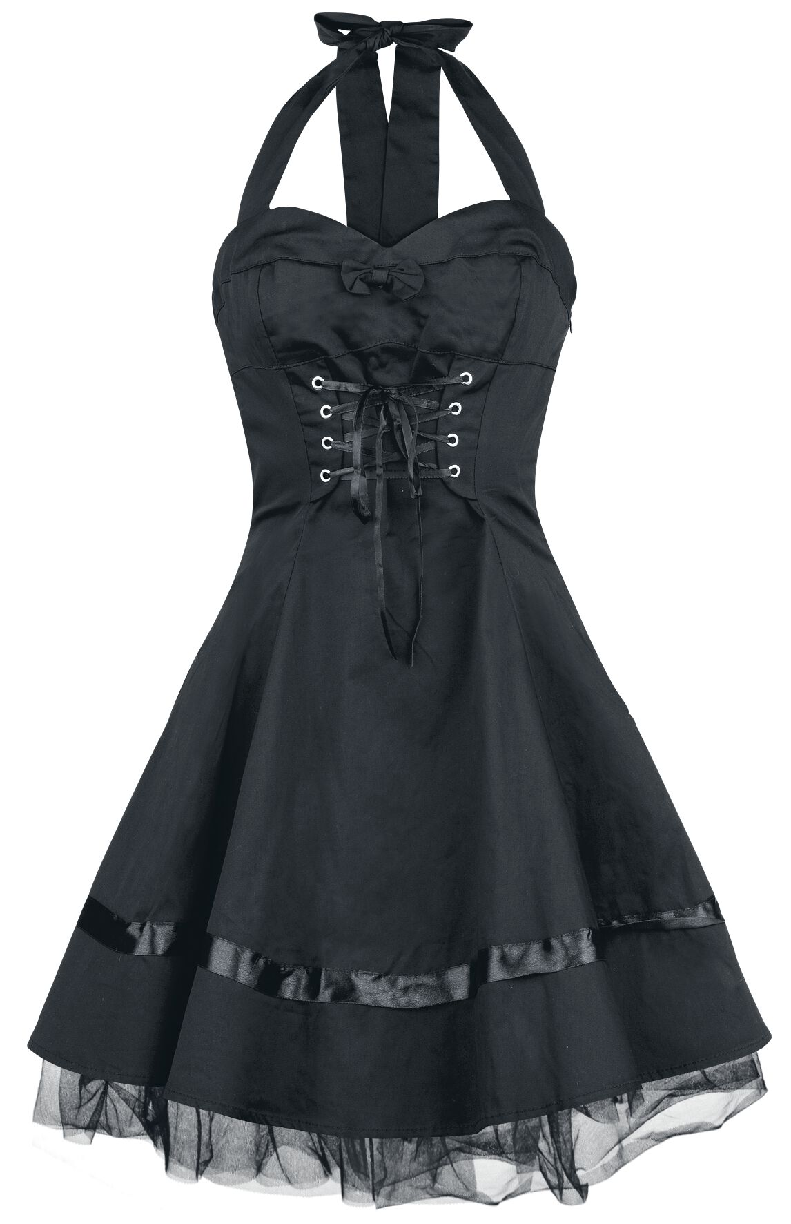 H&R London - Gothic Kurzes Kleid - Lace Cotton Dress - XS bis XXL - für Damen - Größe L - schwarz von H&R London