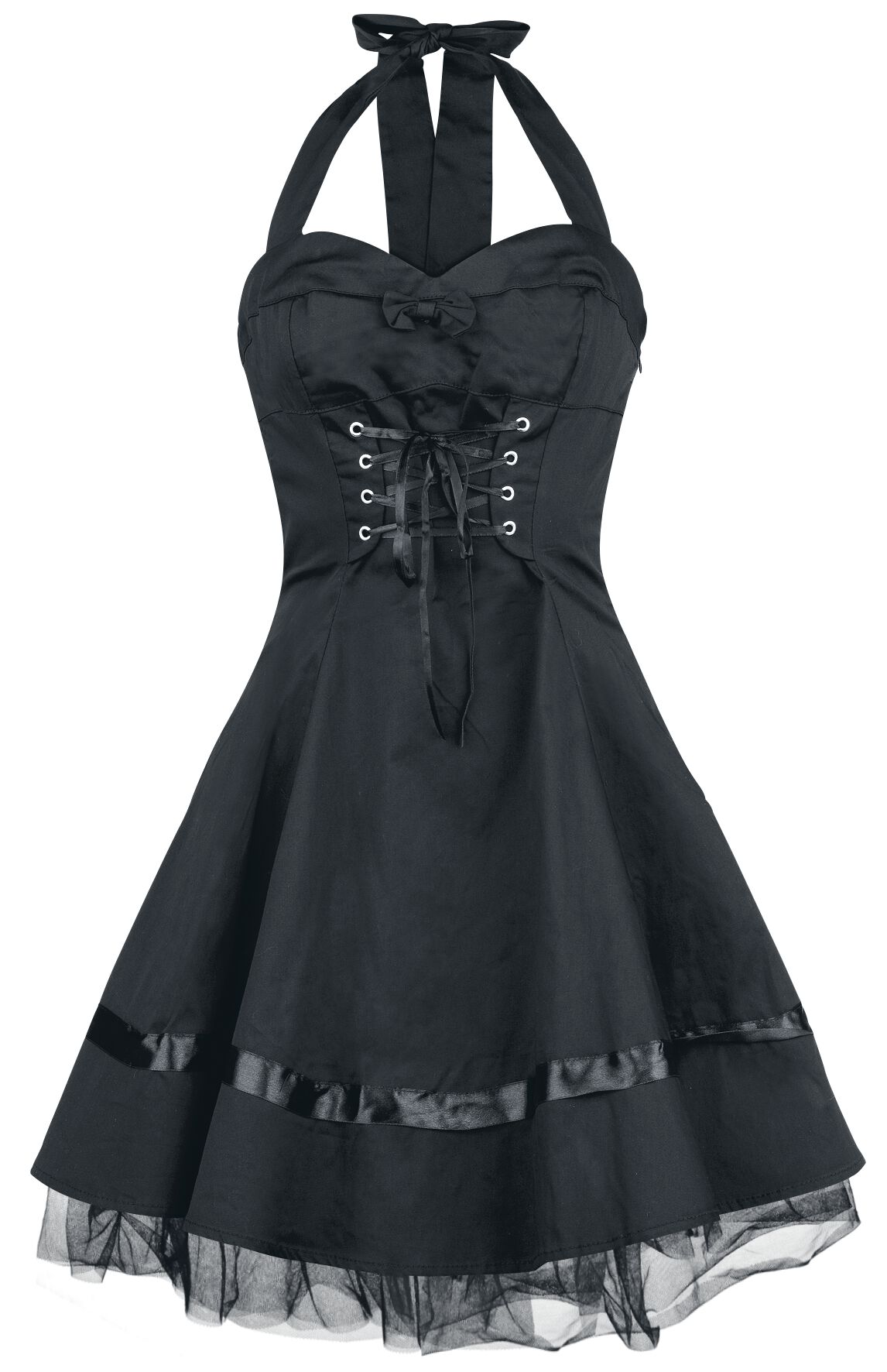 H&R London - Gothic Kurzes Kleid - Lace Cotton Dress - XS bis XXL - für Damen - Größe XL - schwarz von H&R London