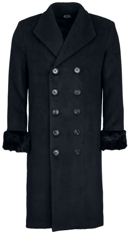 H&R London - Gothic Mantel - Black Coat - S bis 4XL - für Männer - Größe 3XL - schwarz von H&R London