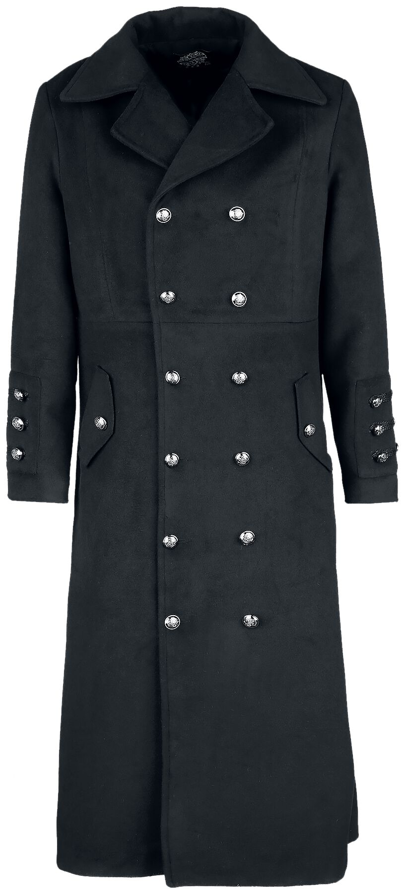 H&R London - Gothic Wintermantel - Classic Military Coat - L bis 5XL - für Männer - Größe L - schwarz von H&R London