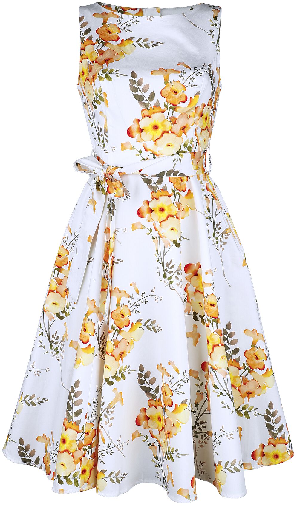 H&R London - Rockabilly Kleid knielang - Brooke Floral Swing Dress - XS bis 4XL - für Damen - Größe L - multicolor von H&R London