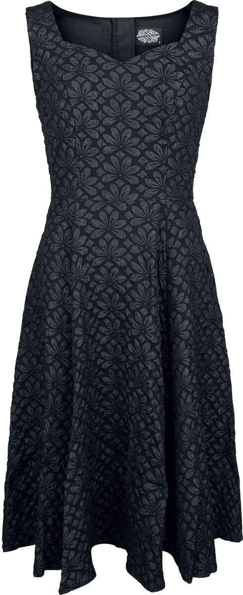 H&R London - Rockabilly Kleid knielang - Ebonara Flower Dress - XS bis L - für Damen - Größe XS - schwarz von H&R London