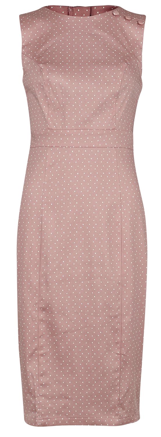 H&R London - Rockabilly Kleid knielang - Elodie Polka Dot Wiggle Dress - XS bis XXL - für Damen - Größe L - rosa/weiß von H&R London
