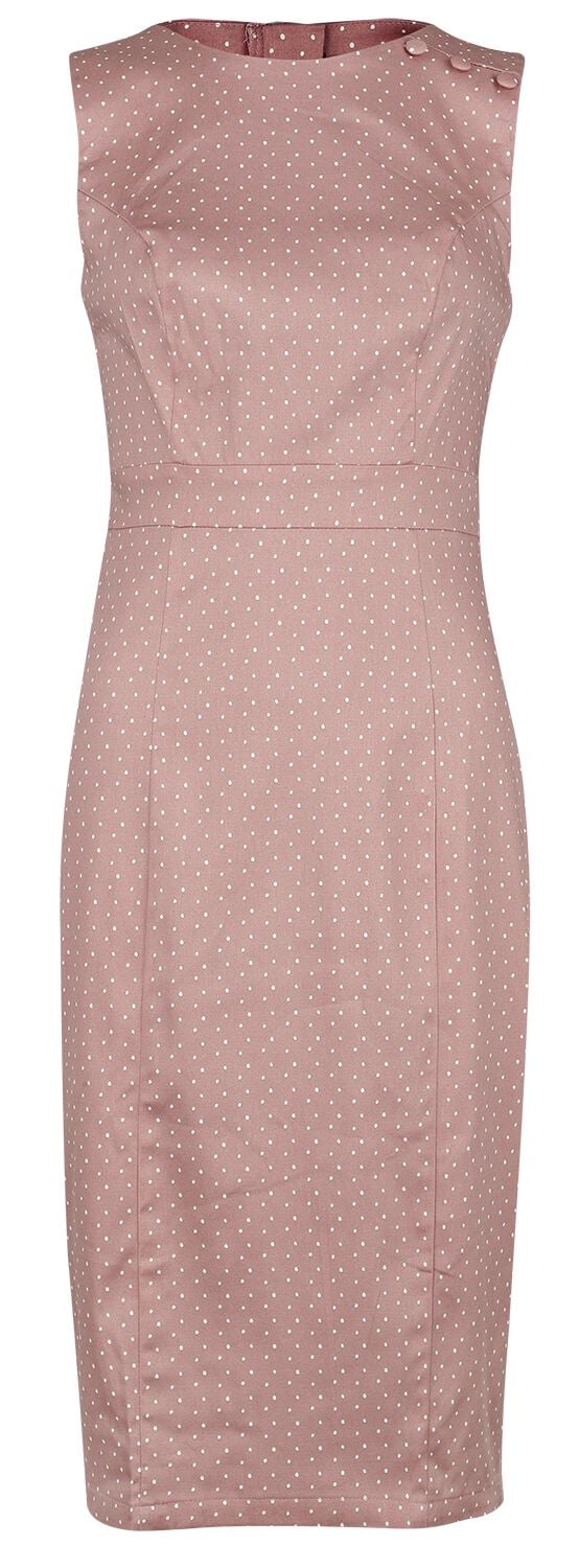 H&R London - Rockabilly Kleid knielang - Elodie Polka Dot Wiggle Dress - XS bis XXL - für Damen - Größe M - rosa/weiß von H&R London