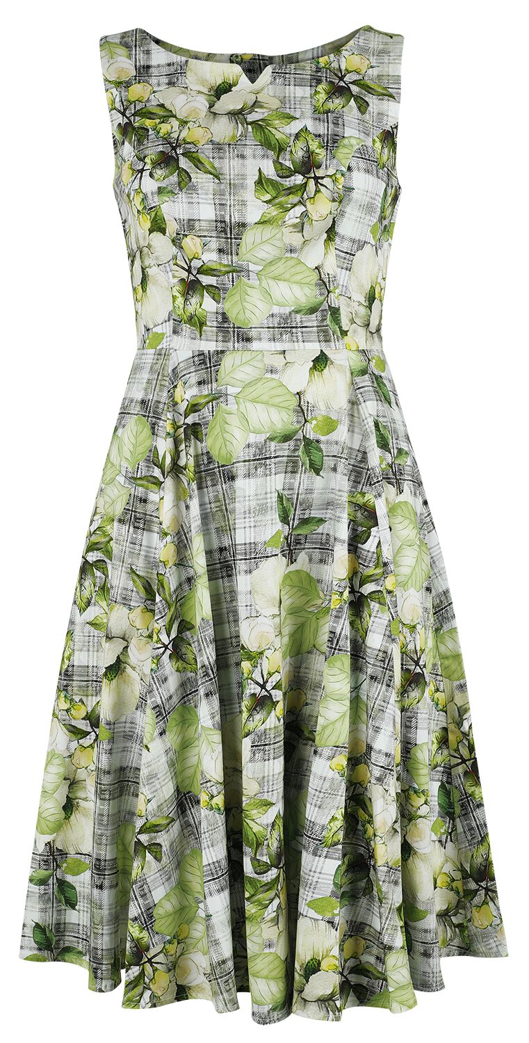 H&R London - Rockabilly Kleid knielang - Geraldine Swing Dress - XS bis 4XL - für Damen - Größe S - braun/grün von H&R London