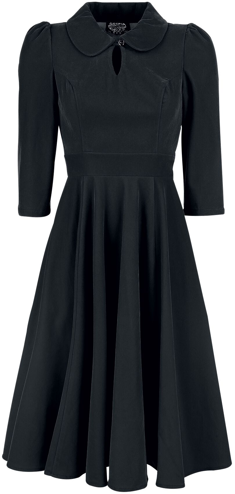 H&R London - Rockabilly Kleid knielang - Glamorous Velvet Tea Dress - XS bis 4XL - für Damen - Größe S - schwarz von H&R London