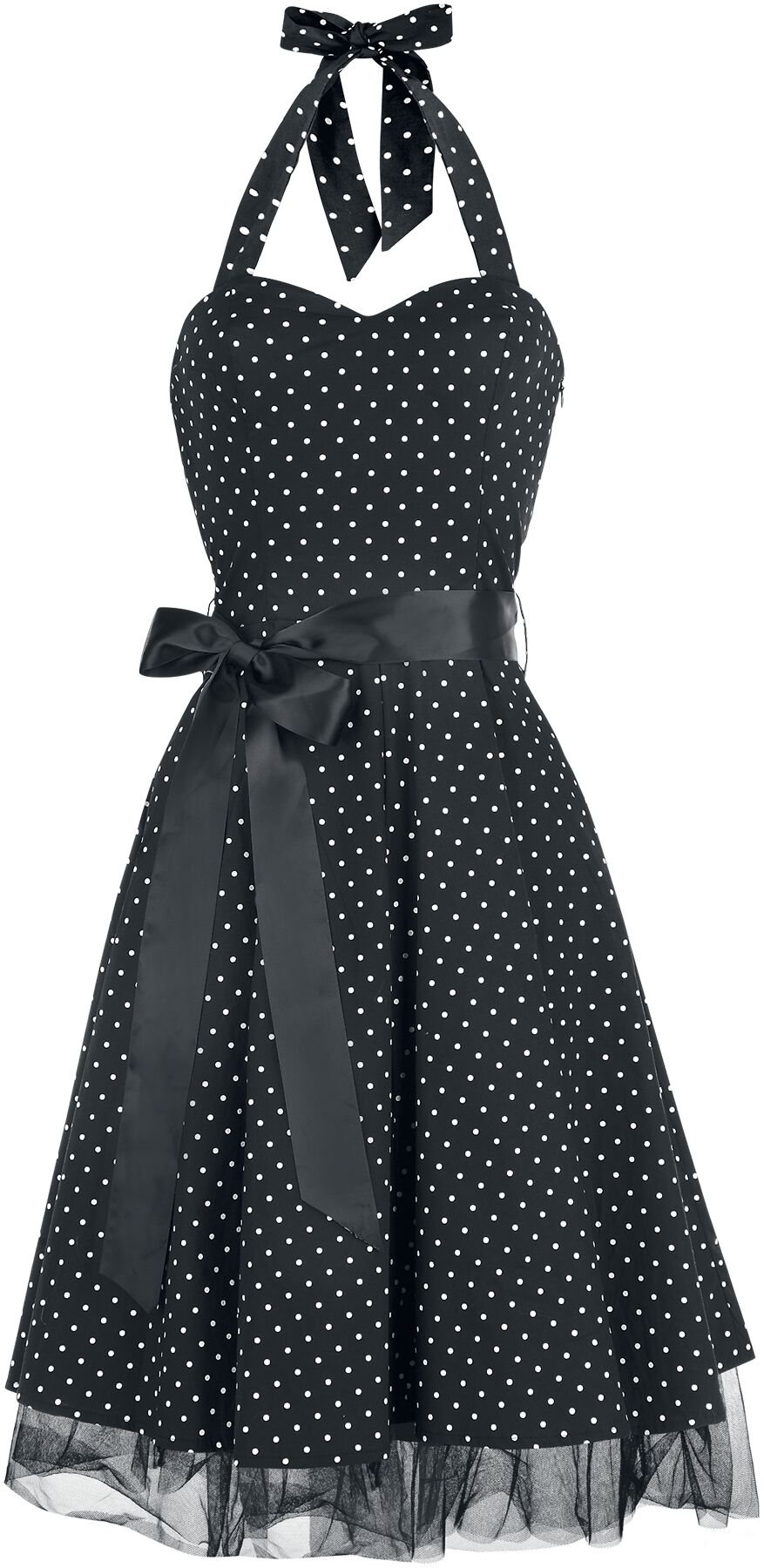 H&R London - Rockabilly Kleid knielang - Small Dot Dress - S bis 5XL - für Damen - Größe XXL - schwarz von H&R London