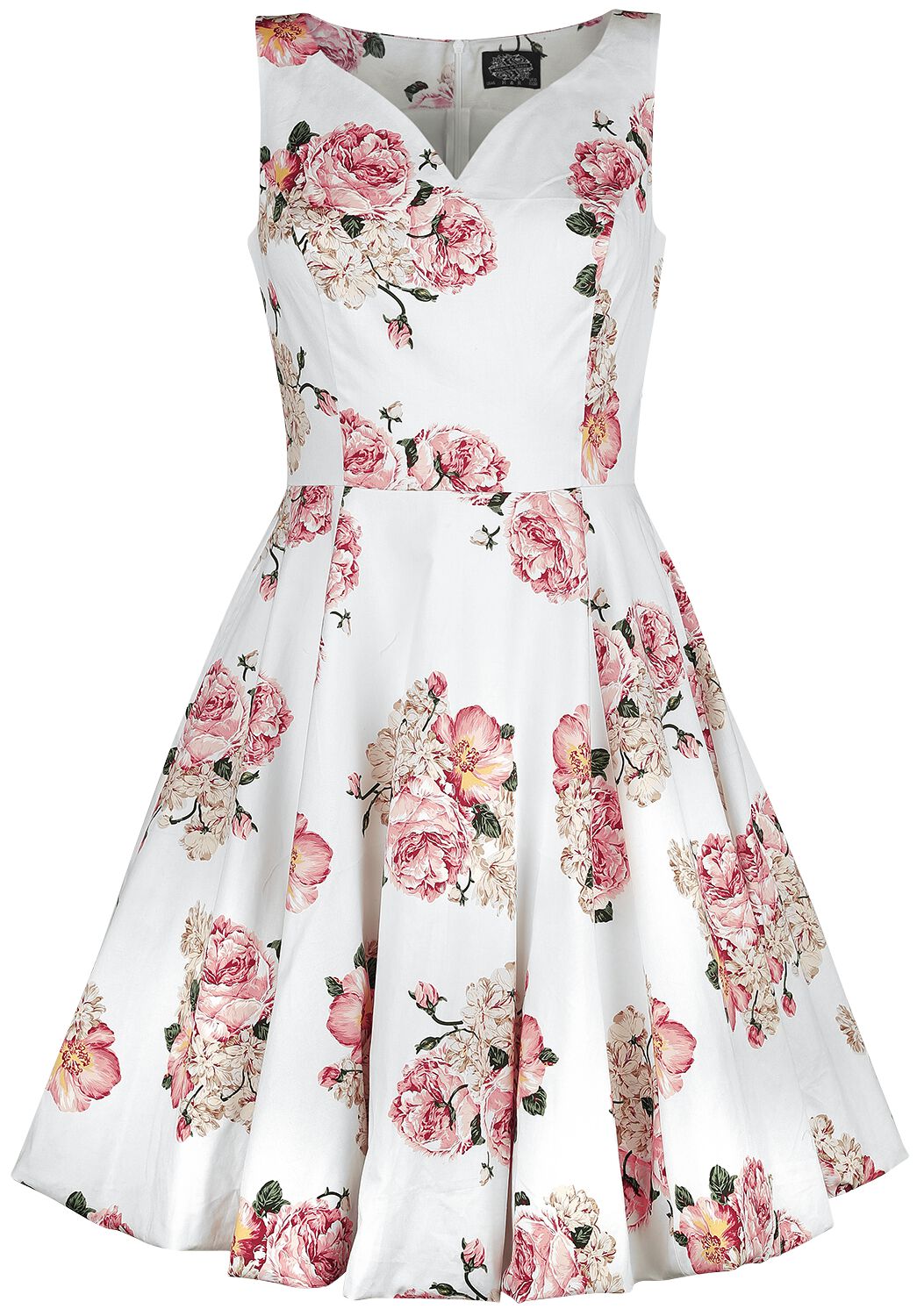 H&R London - Rockabilly Kleid knielang - Taraneh Swing Dress - XS bis 6XL - für Damen - Größe 5XL - weiß/rosa von H&R London