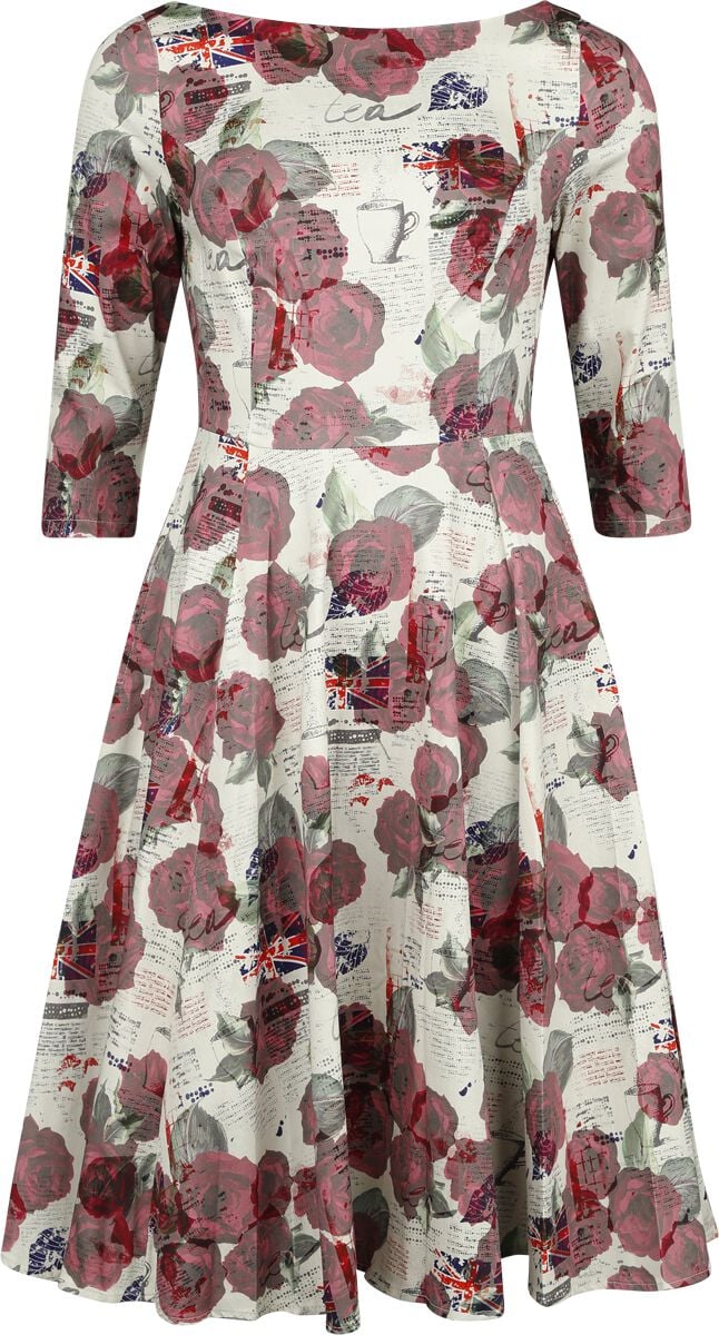 H&R London - Rockabilly Kleid knielang - Tilly Tea Party Swing Dress - XS bis 4XL - für Damen - Größe L - multicolor von H&R London