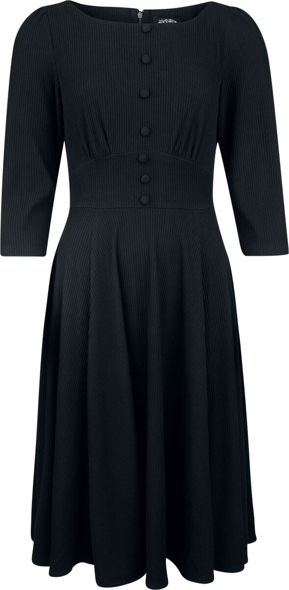 H&R London - Rockabilly Kleid knielang - XS bis 4XL - für Damen - Größe XXL - schwarz von H&R London