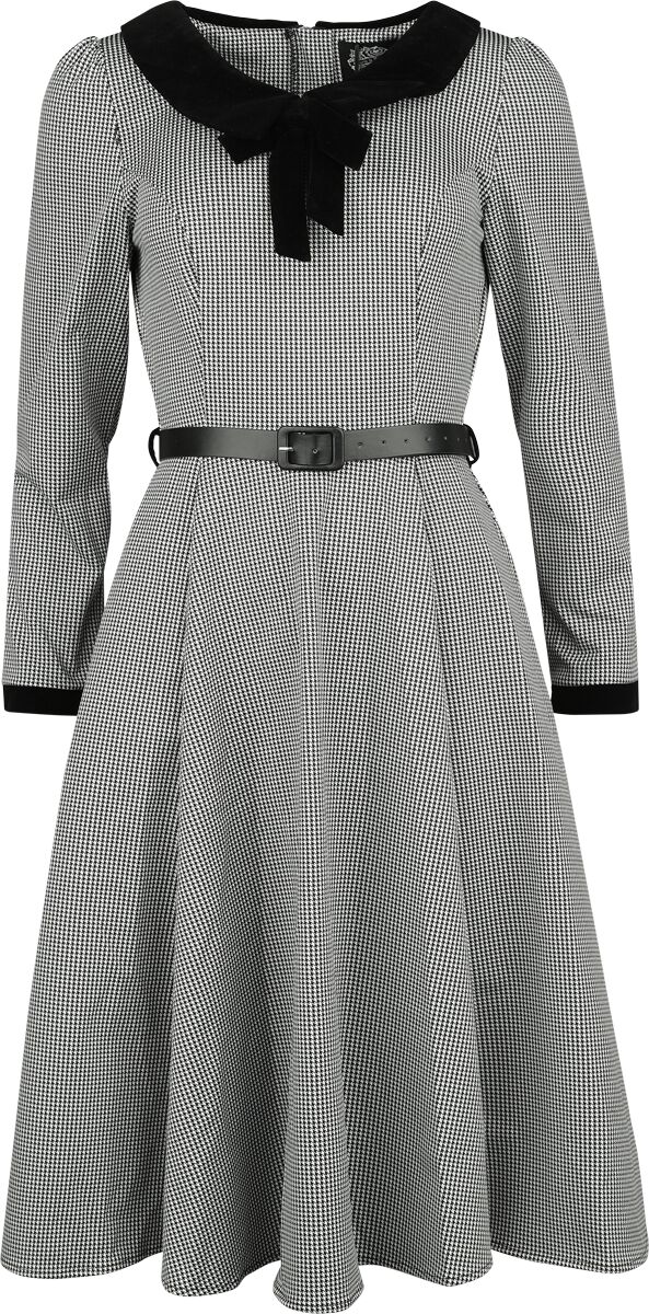 H&R London - Rockabilly Kleid knielang - XS bis XXL - für Damen - Größe XL - grau/schwarz von H&R London